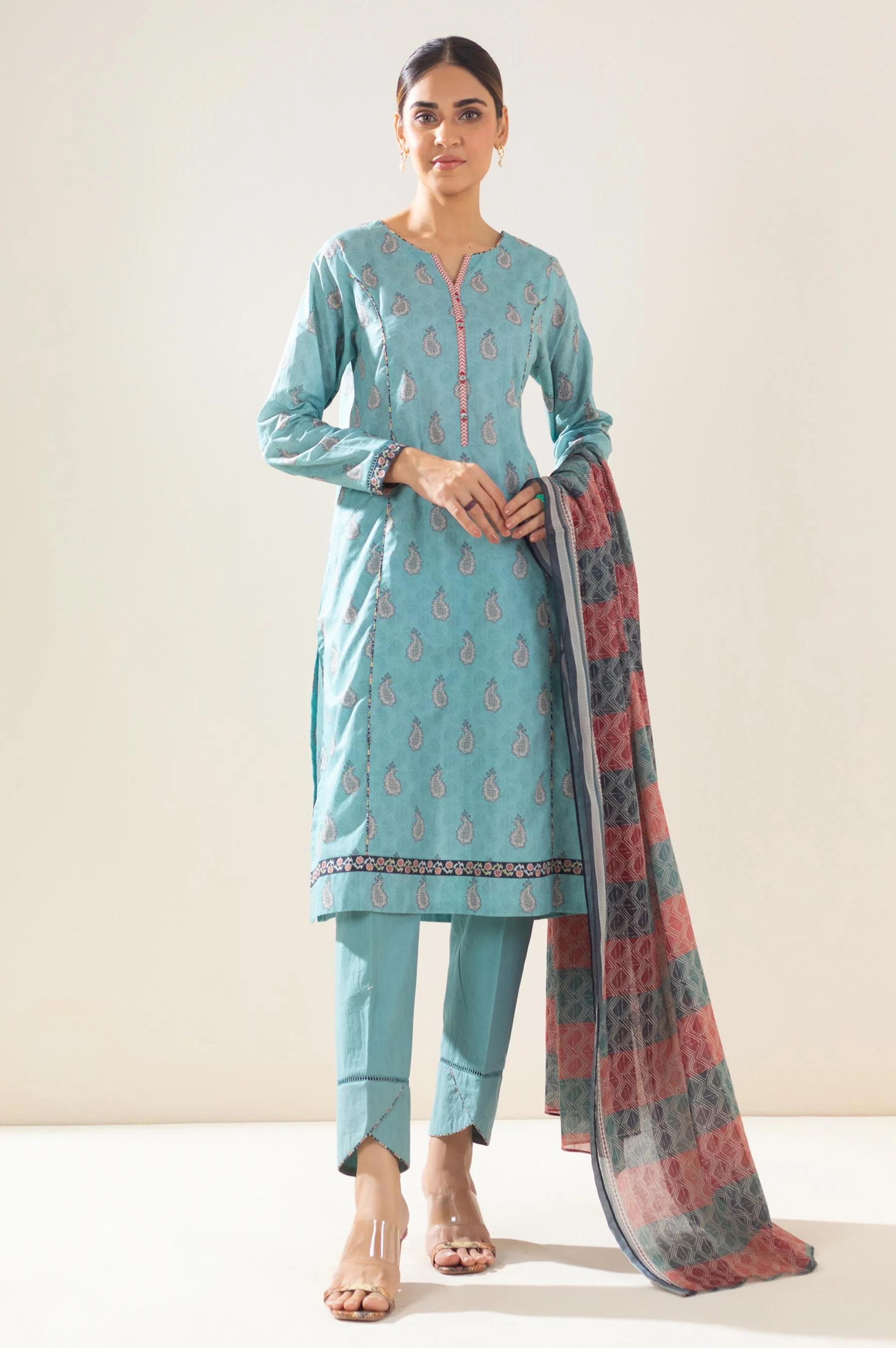 Stitched 3 Piece Printed Lawn Suit - Image 4