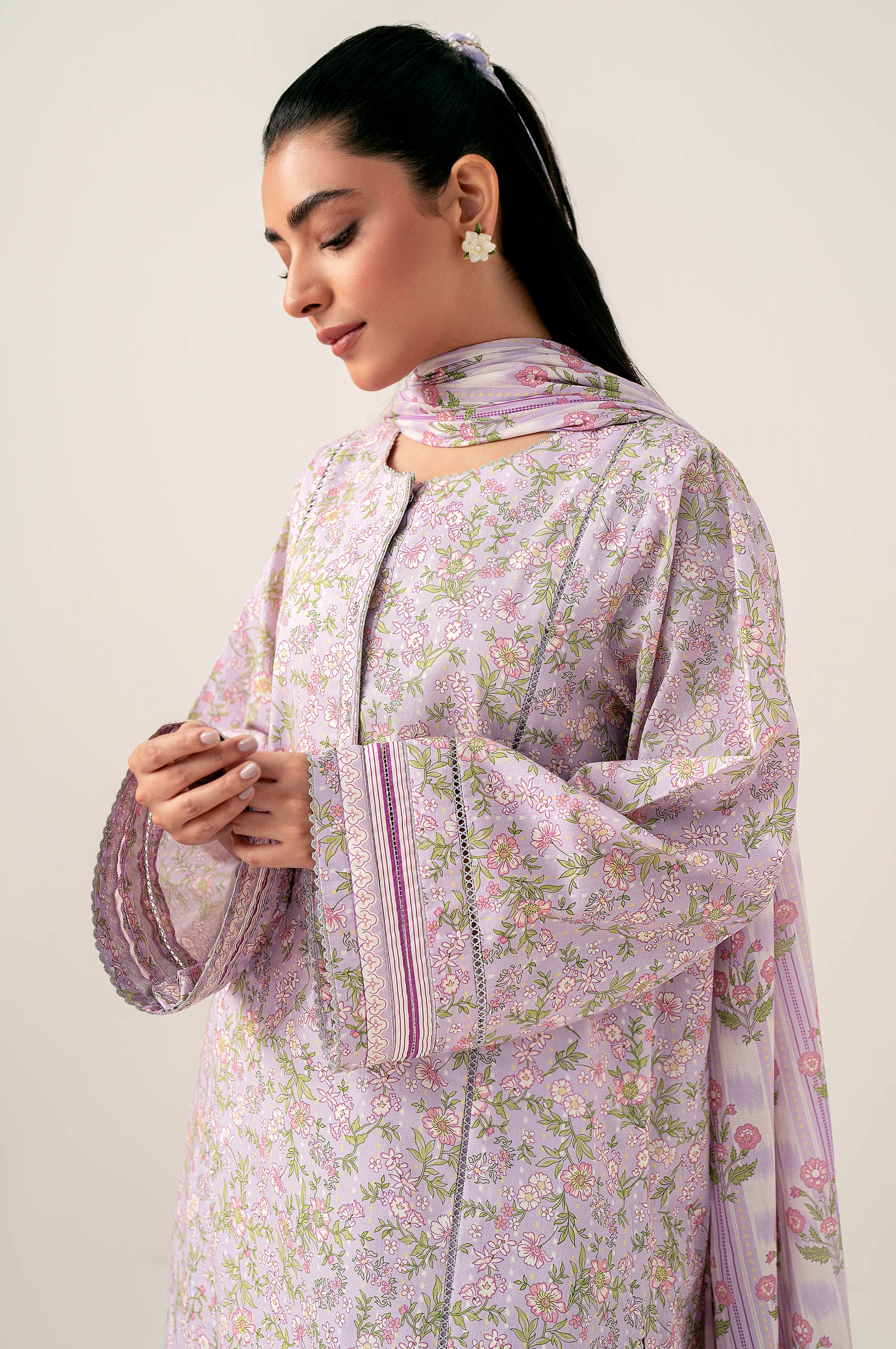 Stitched 3 Piece Printed Lawn Suit - Image 4