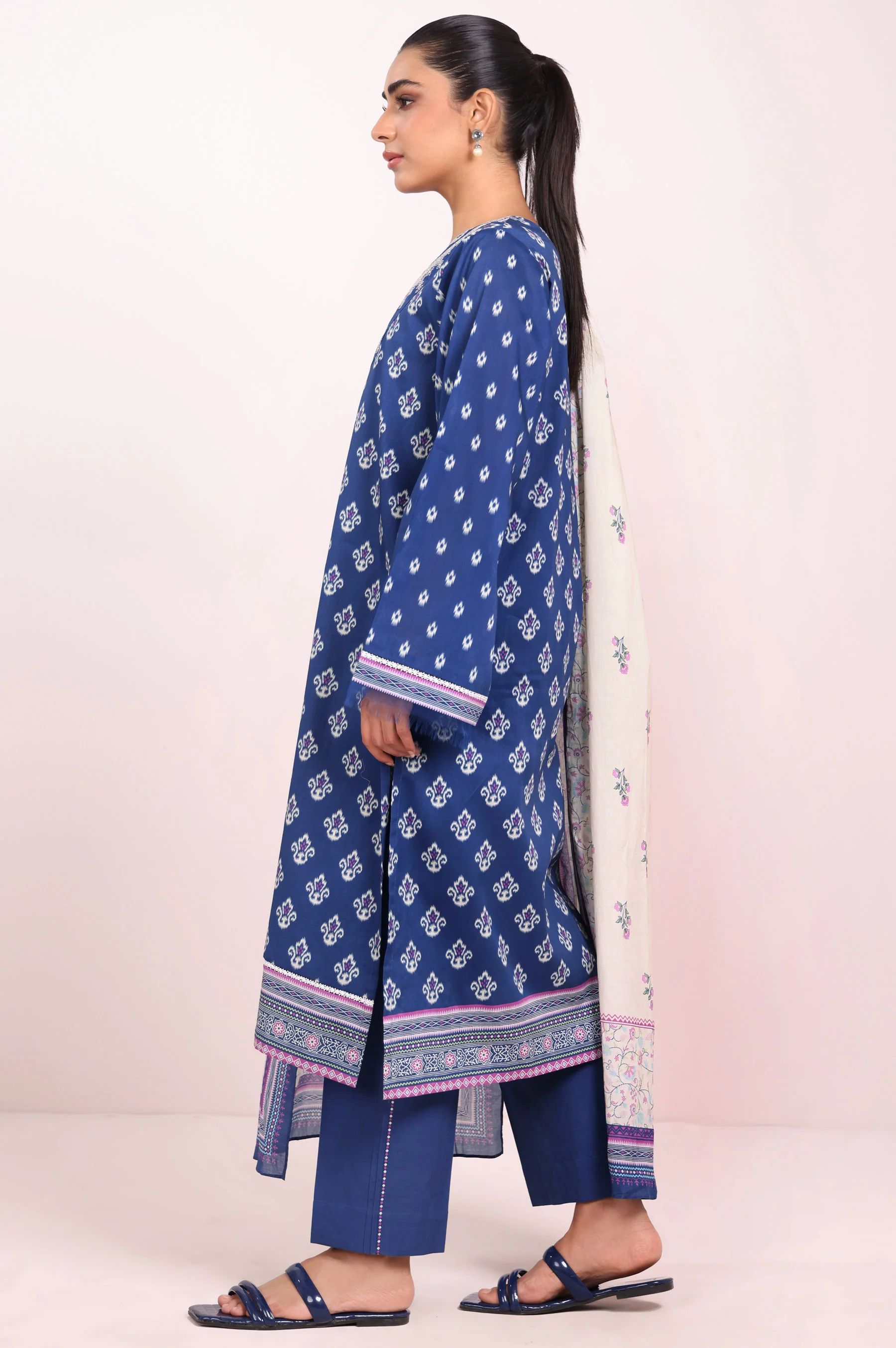 Stitched 3 Piece Printed Lawn Suit - Image 3