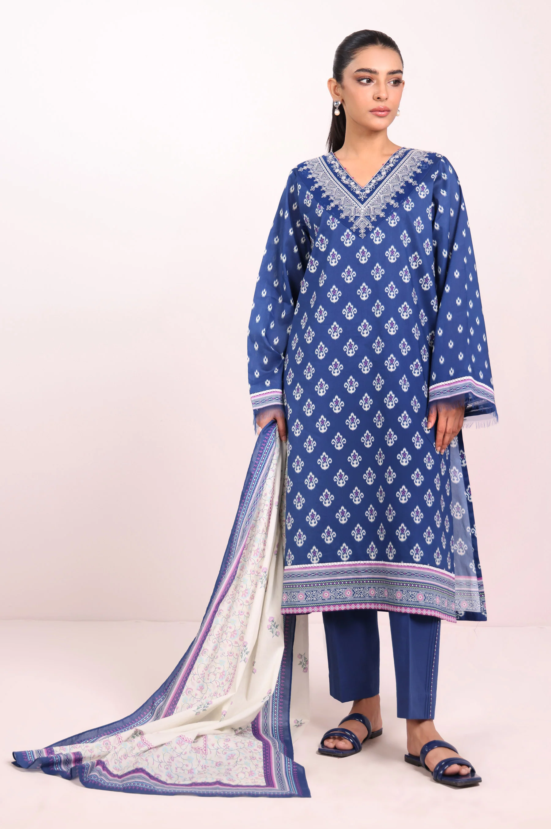 Stitched 3 Piece Printed Lawn Suit - Image 6