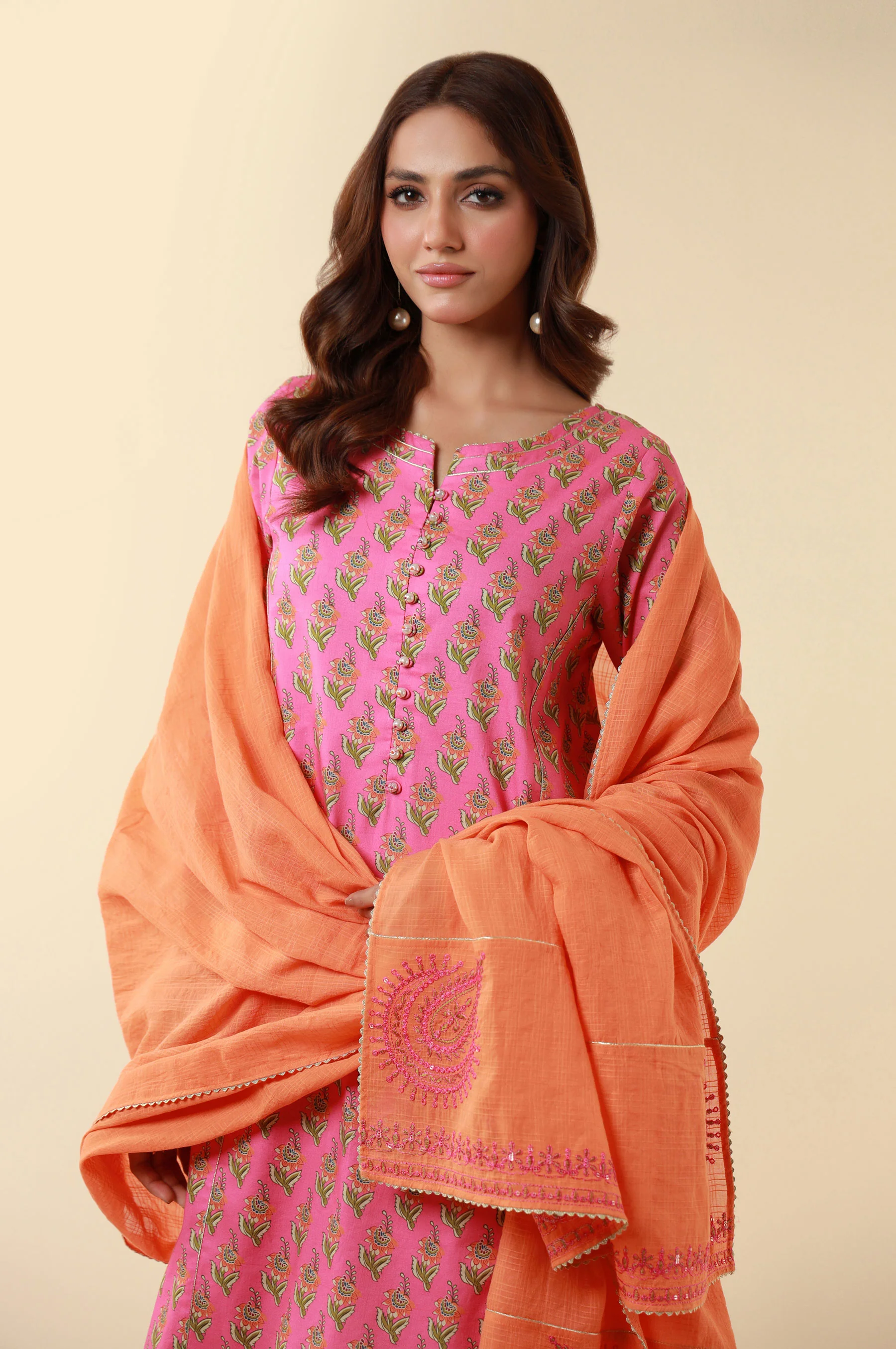 Stitched 3 Piece Printed Lawn Suit - Image 2