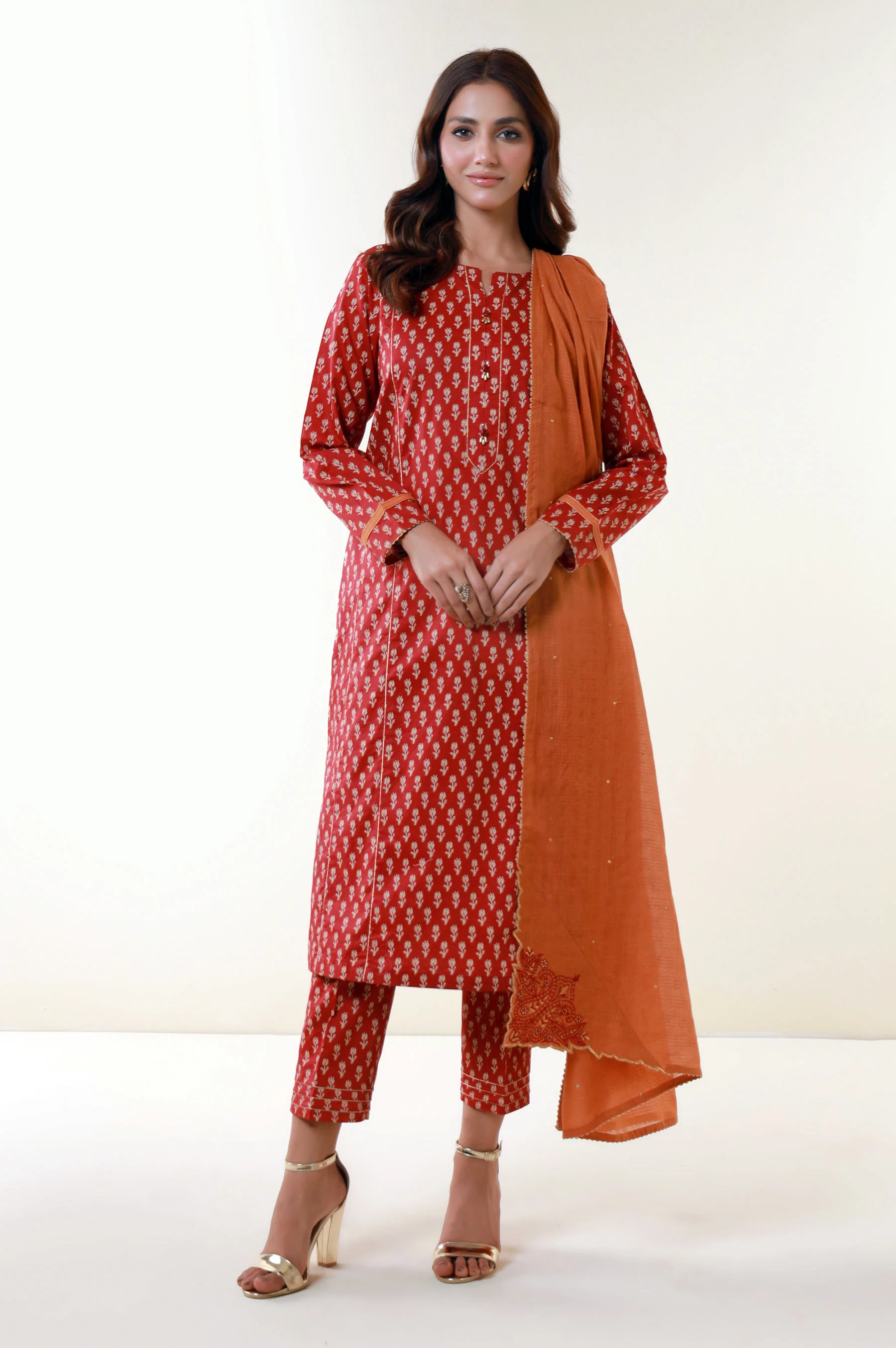 Stitched 3 Piece Printed Lawn Suit - Image 2