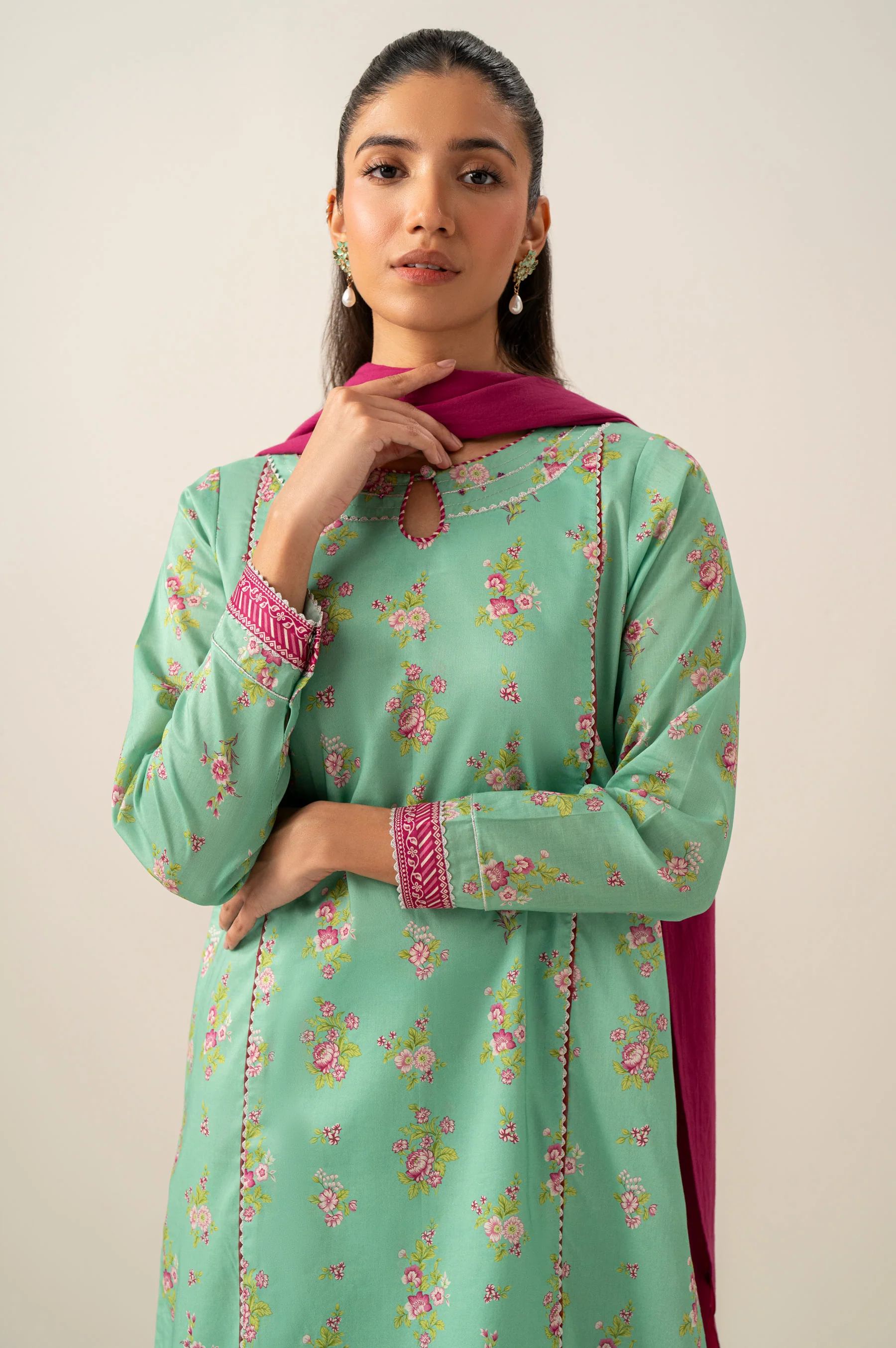 Stitched 3 Piece Printed Lawn Suit - Image 4