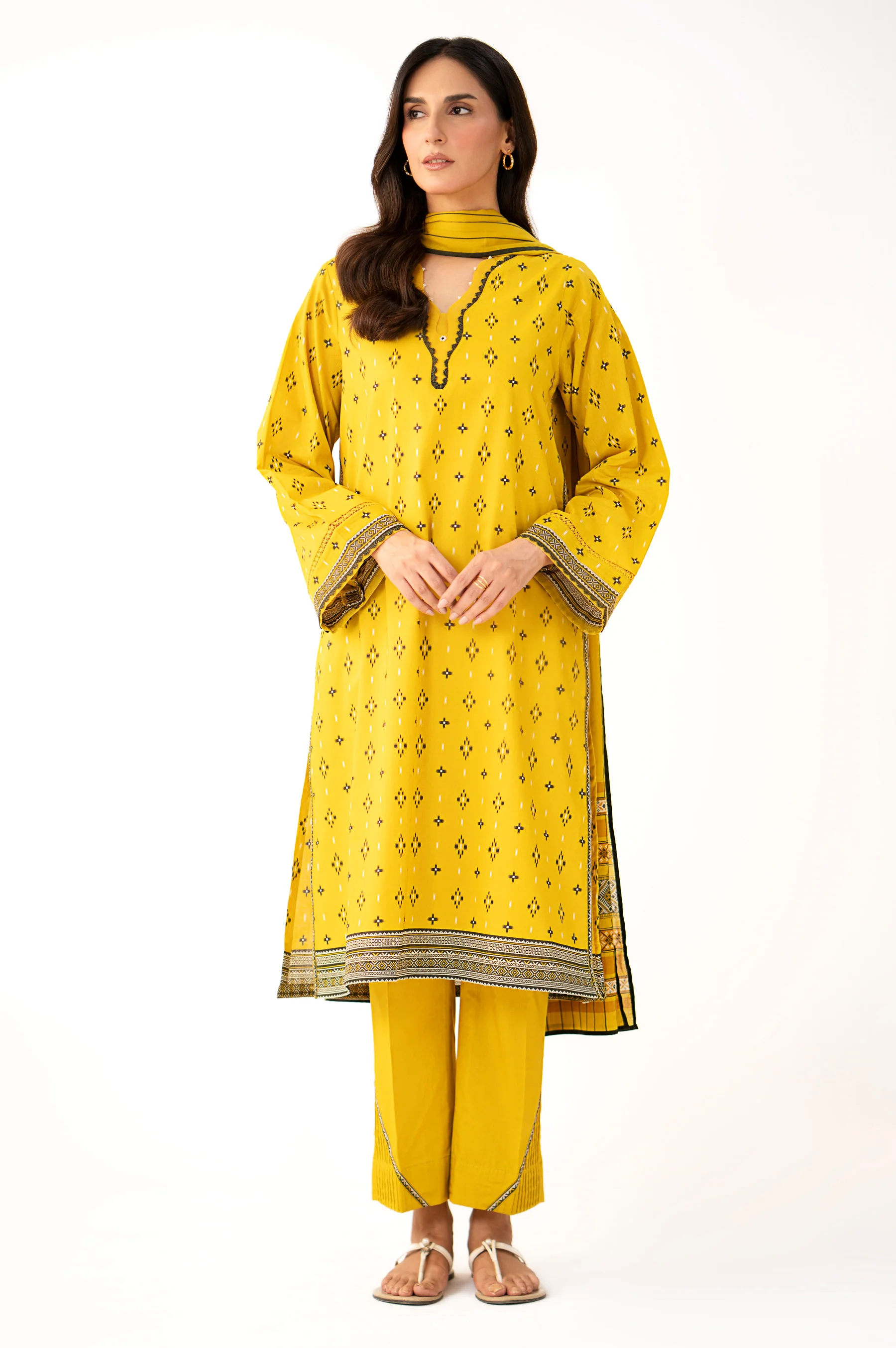 Stitched 3 Piece Printed Lawn Suit - Image 3