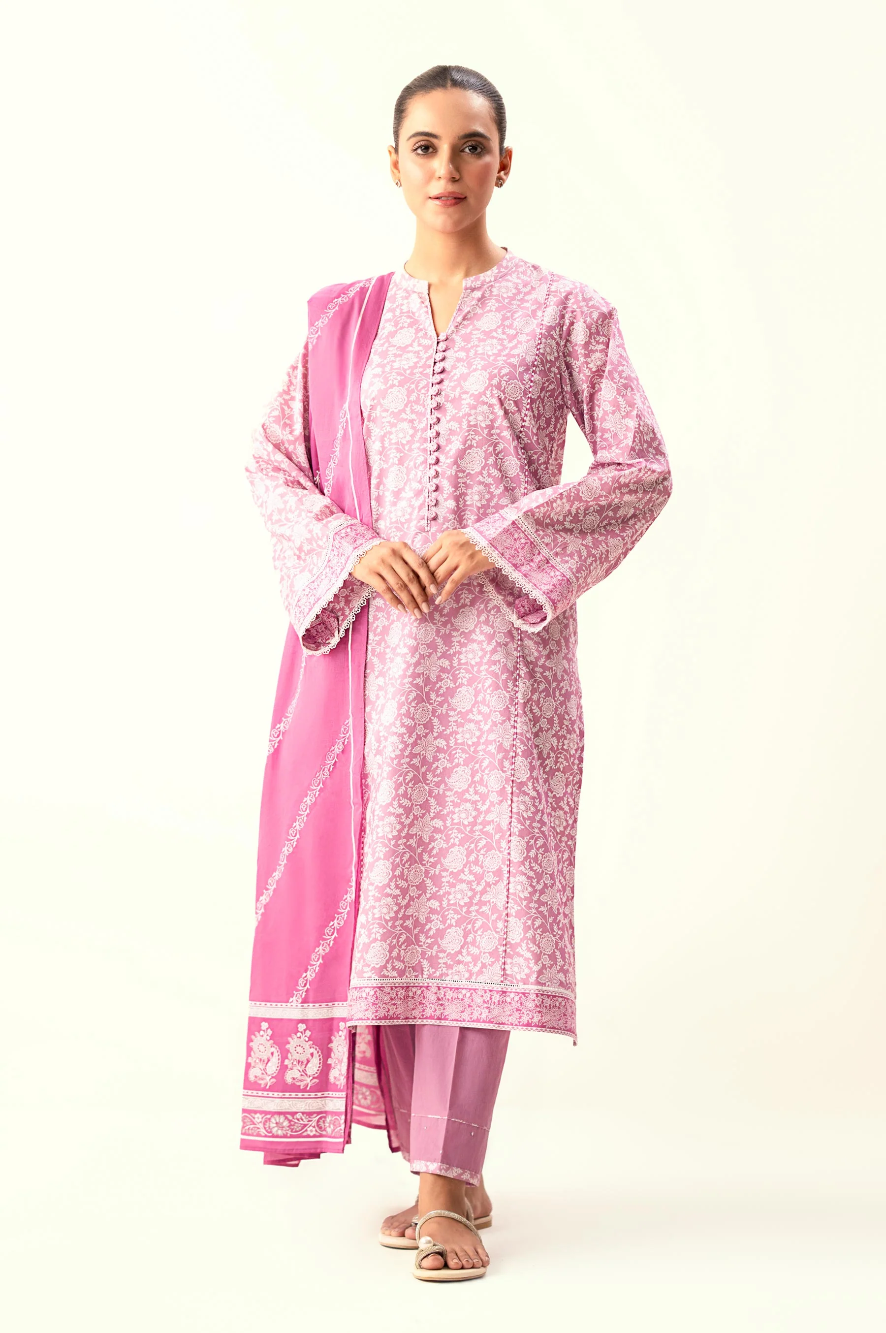 Stitched 3 Piece Printed Lawn Suit - Image 5