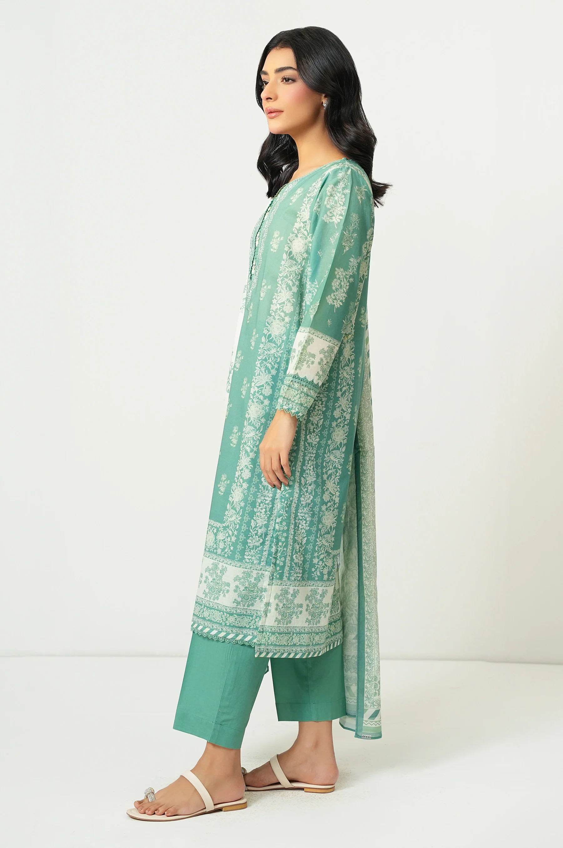Stitched 3 Piece Printed Lawn Suit - Image 3