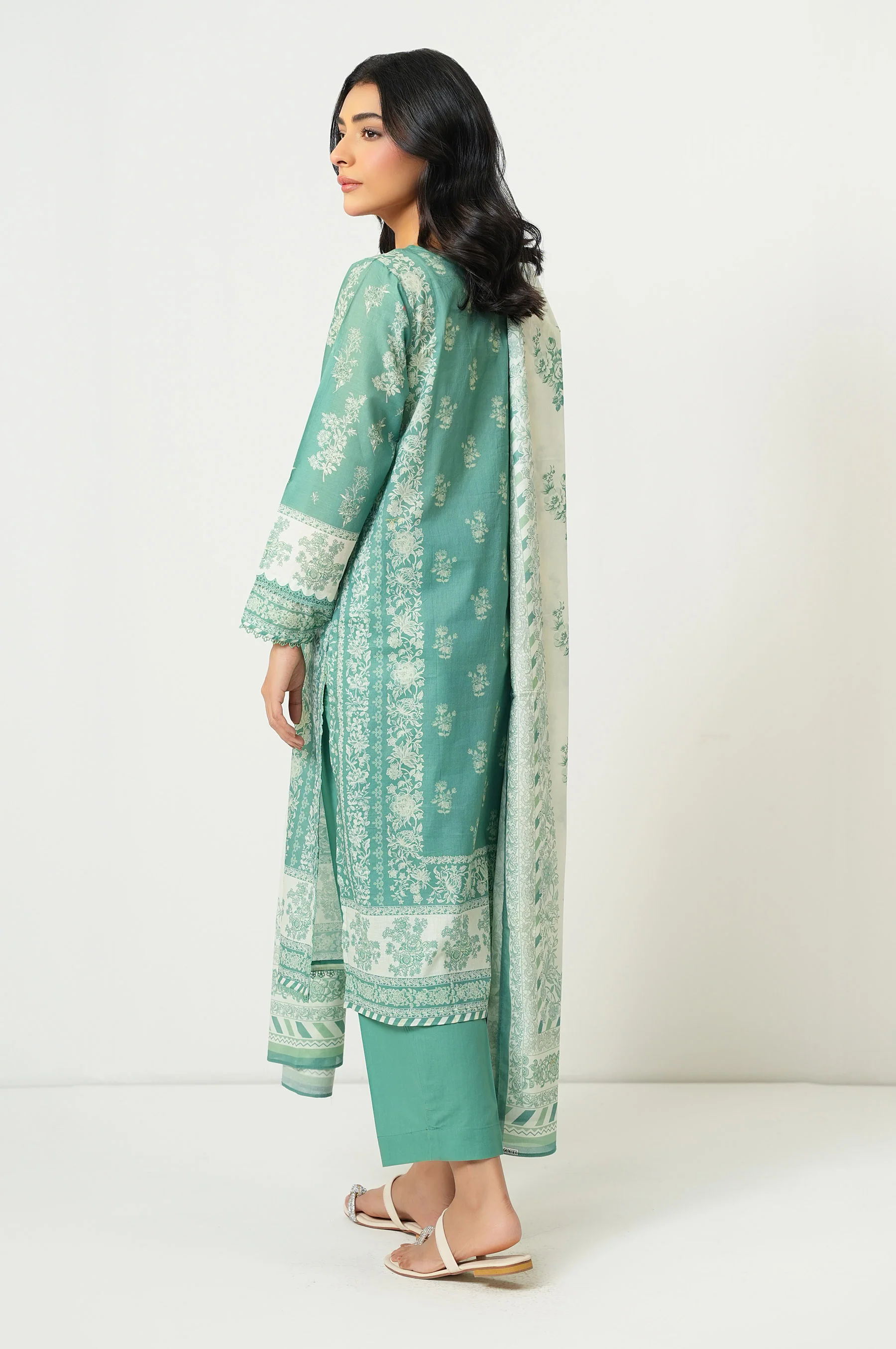 Stitched 3 Piece Printed Lawn Suit - Image 4