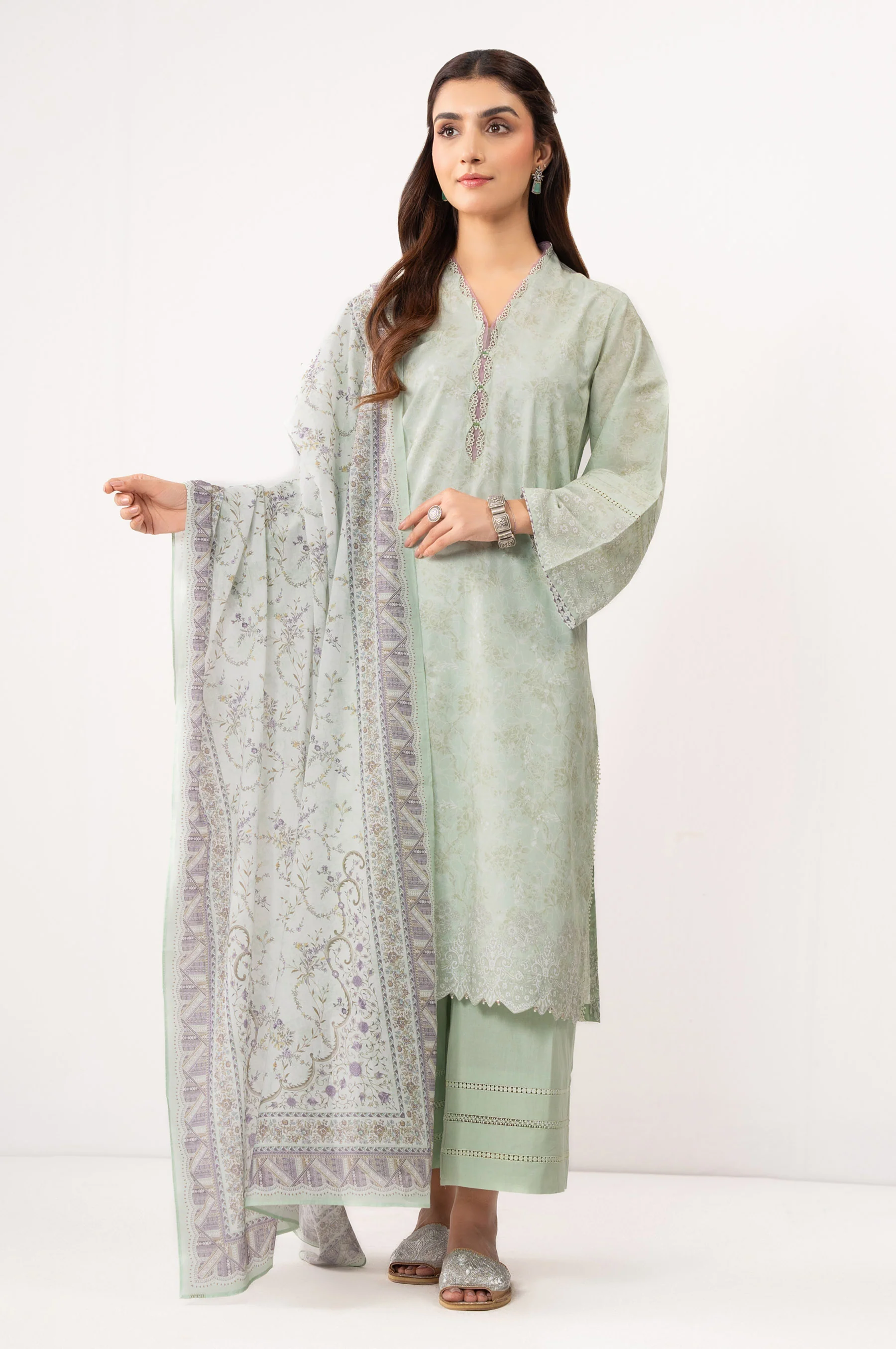 STITCHED PRINTED LAWN SUIT