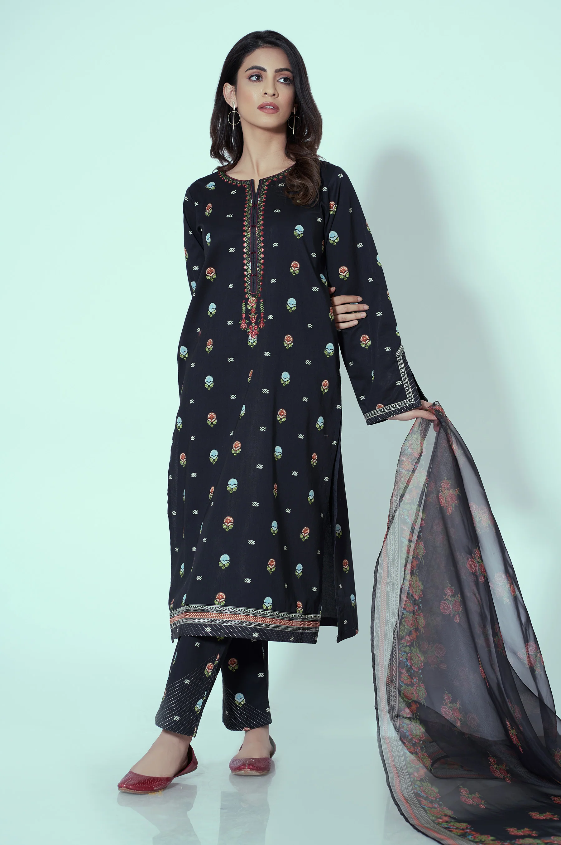 Stitched 3 Piece Printed Lawn Suit - Image 5