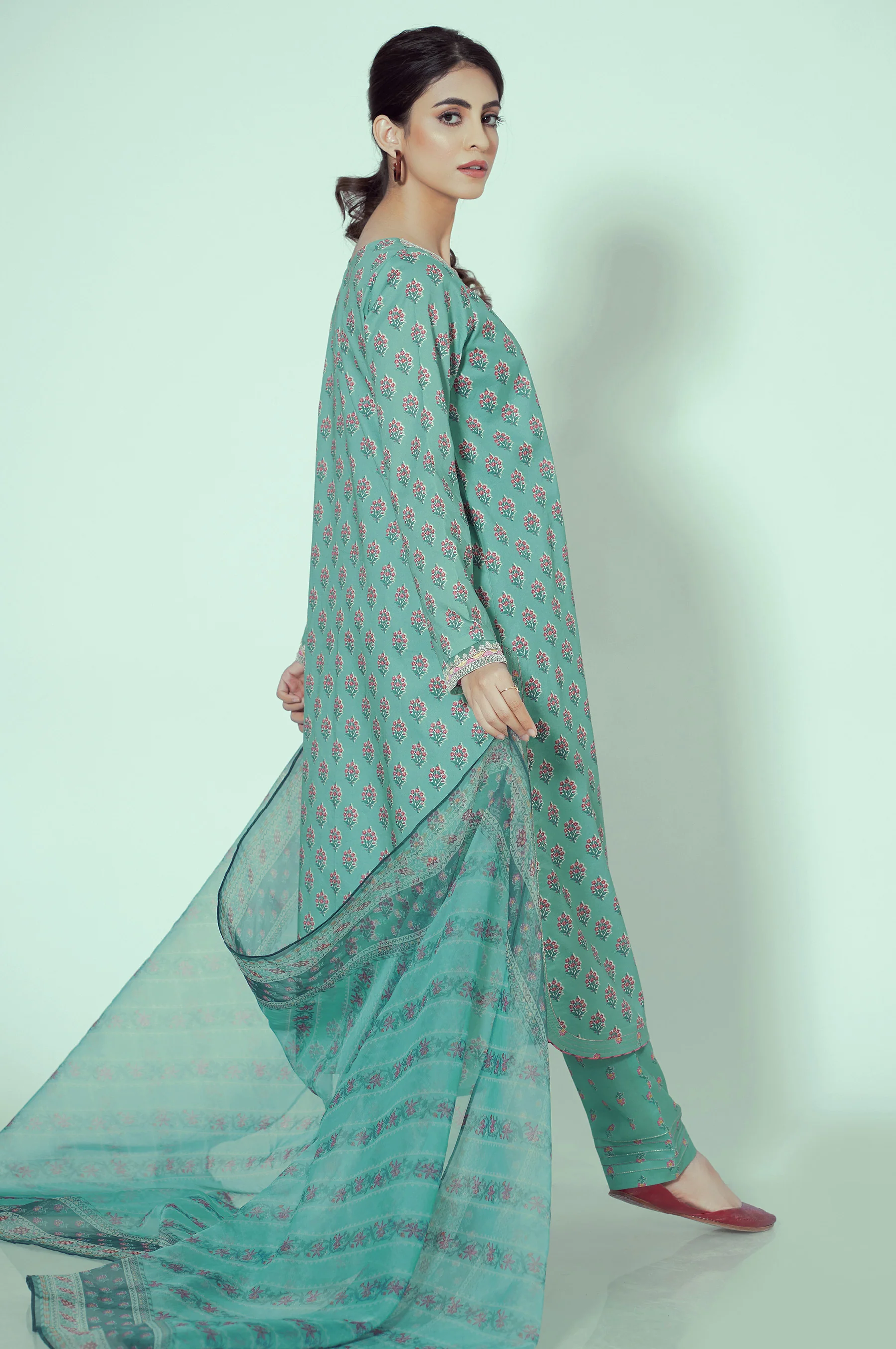 Stitched 3 Piece Printed Lawn Suit - Image 2