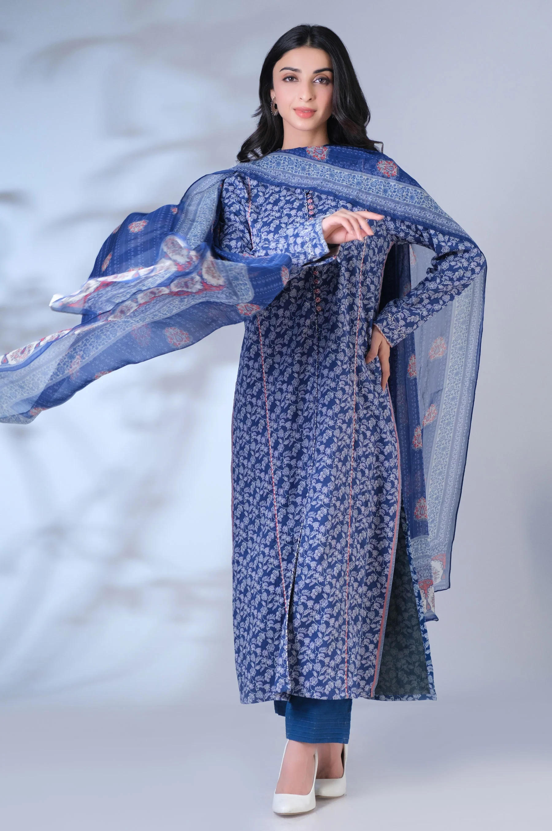 Stitched 3 Piece Printed Lawn Suit - Image 2