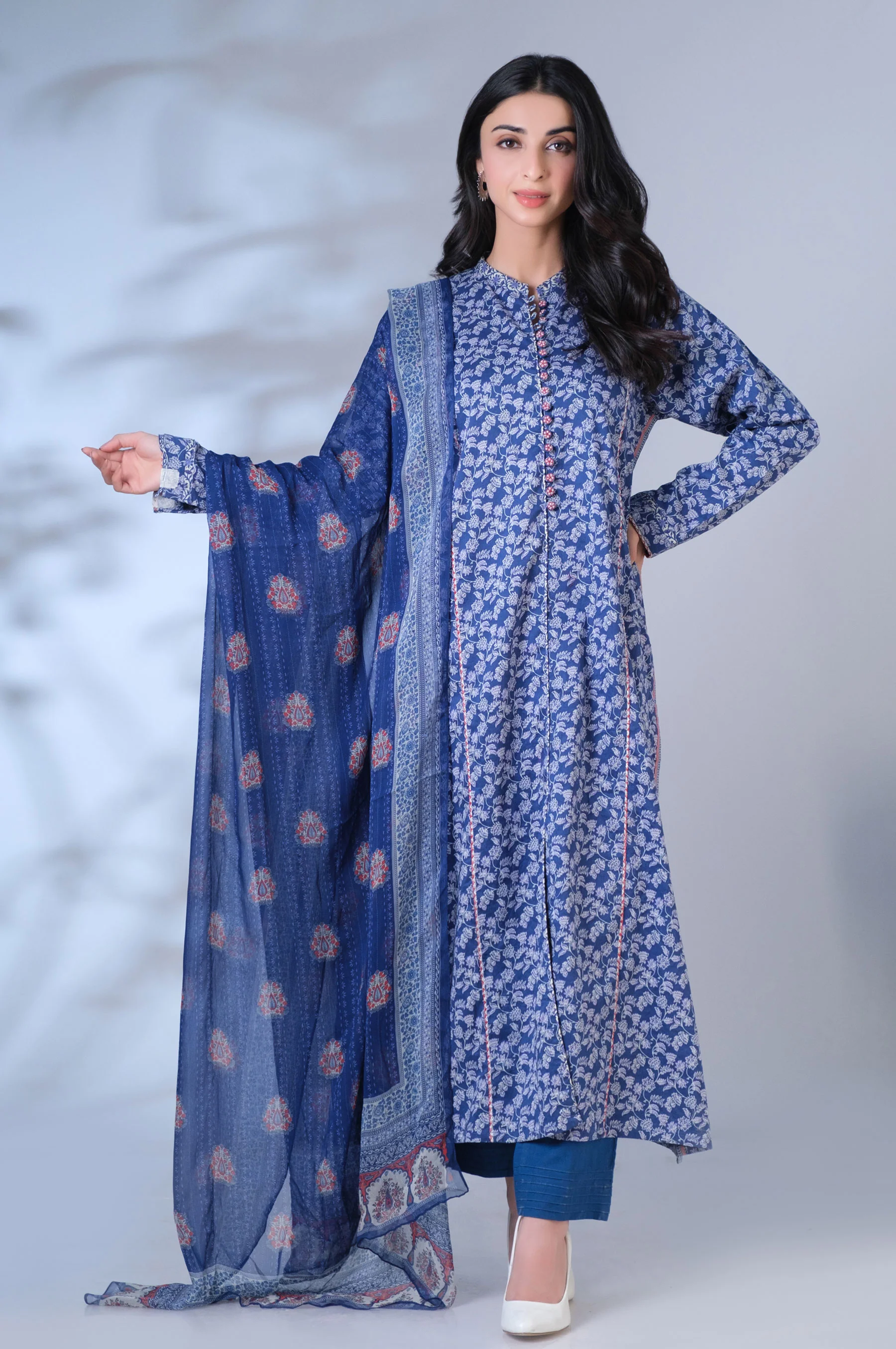 Stitched 3 Piece Printed Lawn Suit - Image 5