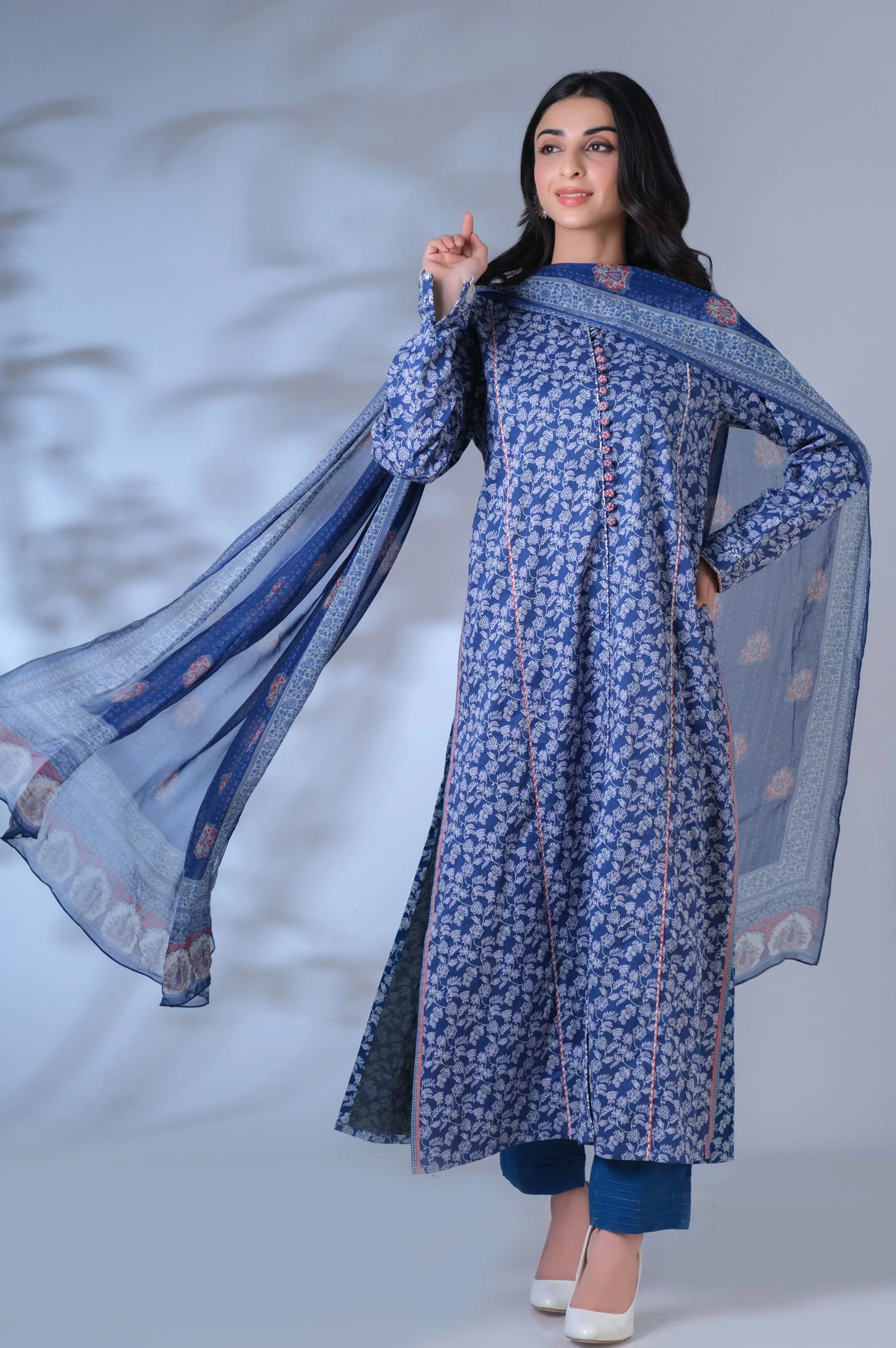 Stitched 3 Piece Printed Lawn Suit - Image 7