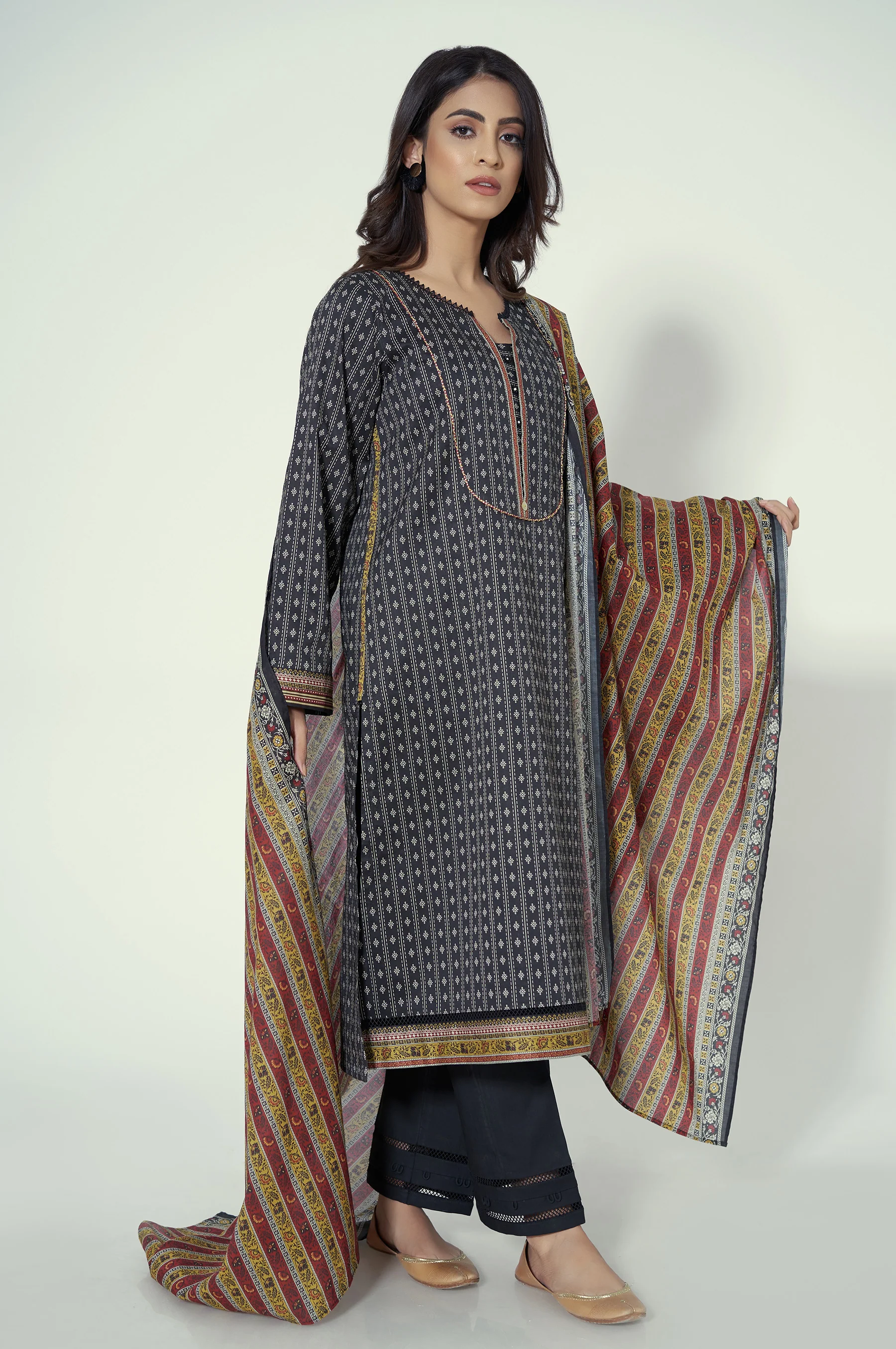 Stitched 3 Piece Printed Lawn Suit - Image 2