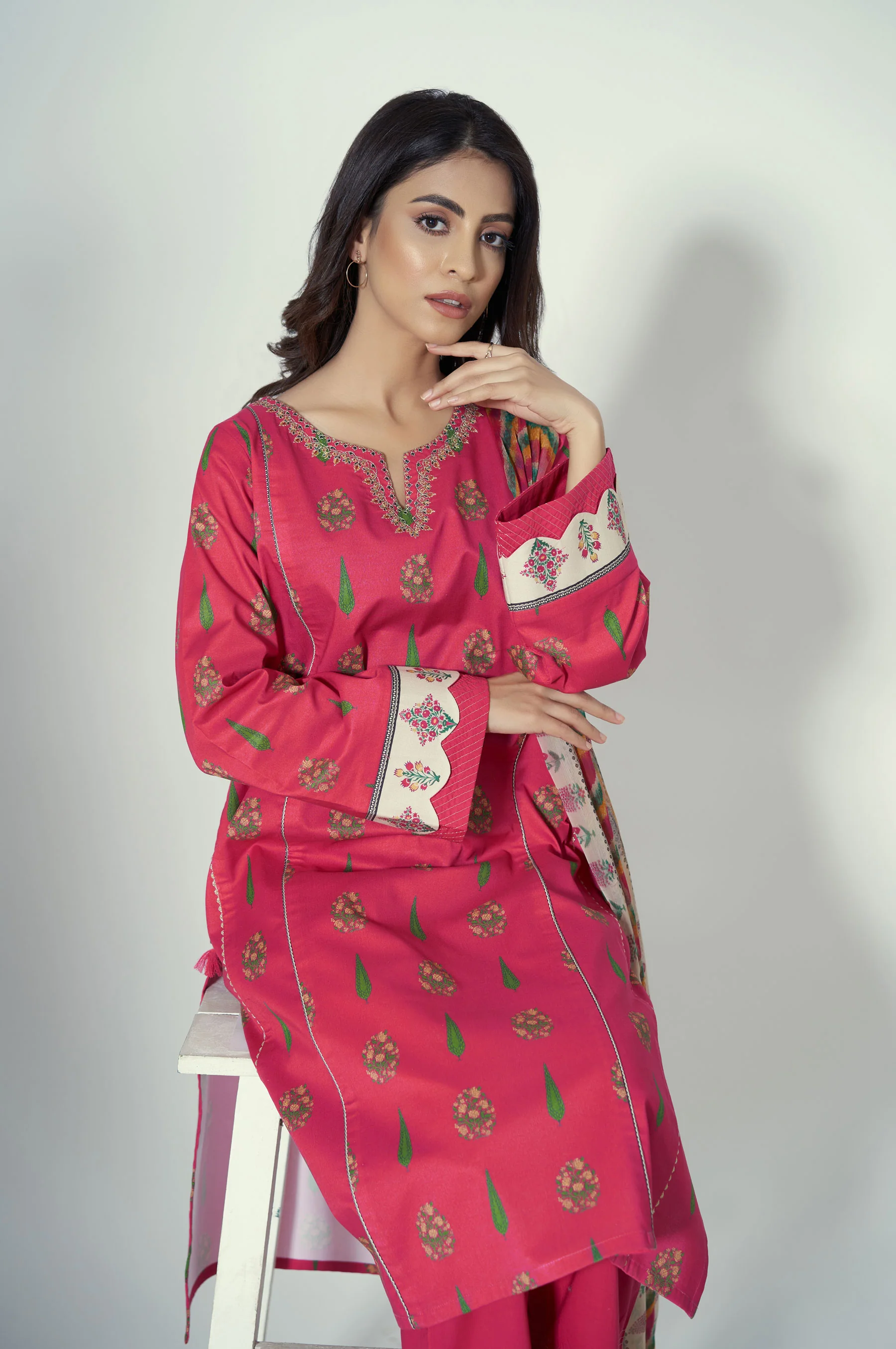 Stitched 3 Piece Printed Lawn Suit - Image 2