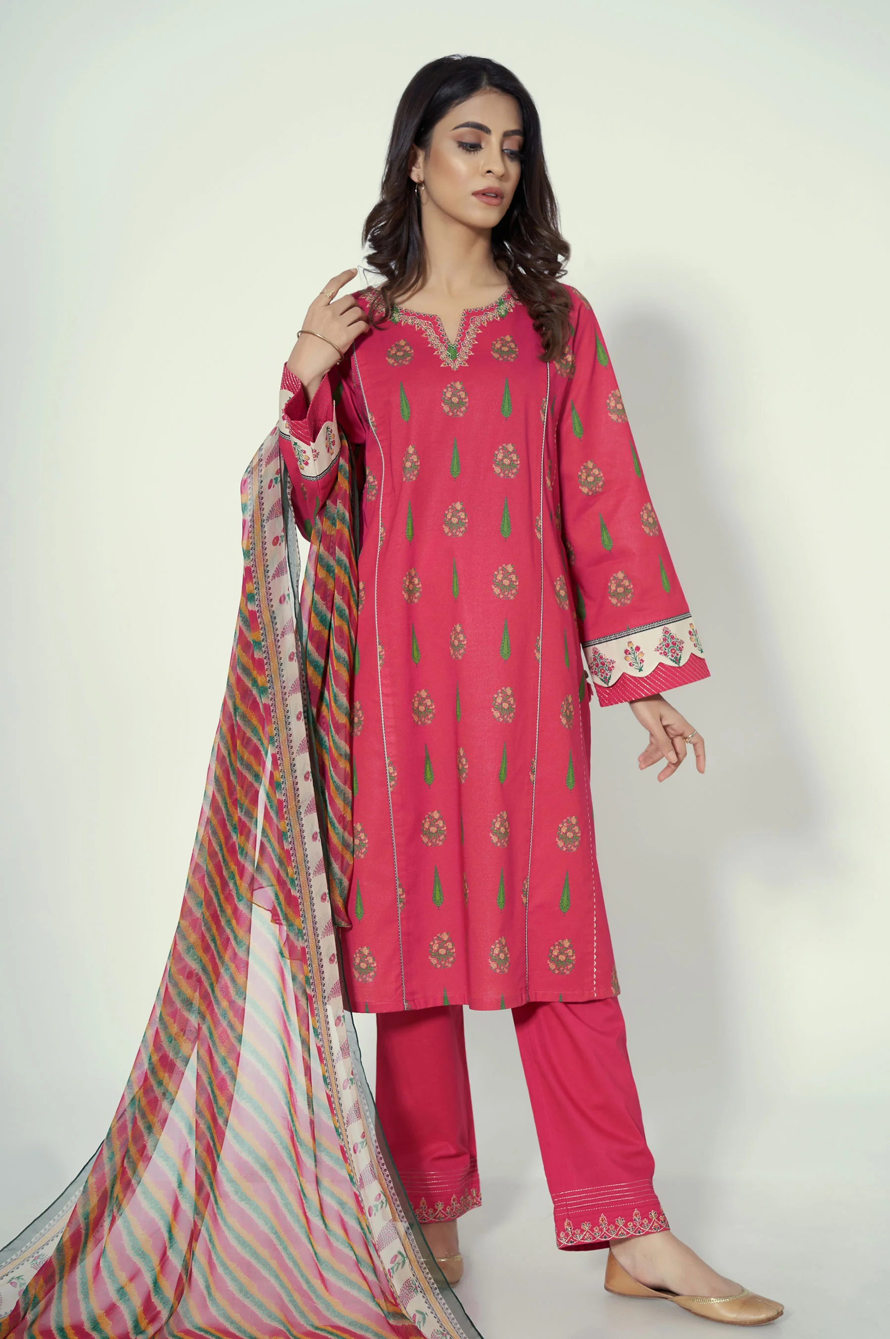 Stitched 3 Piece Printed Lawn Suit - Image 3