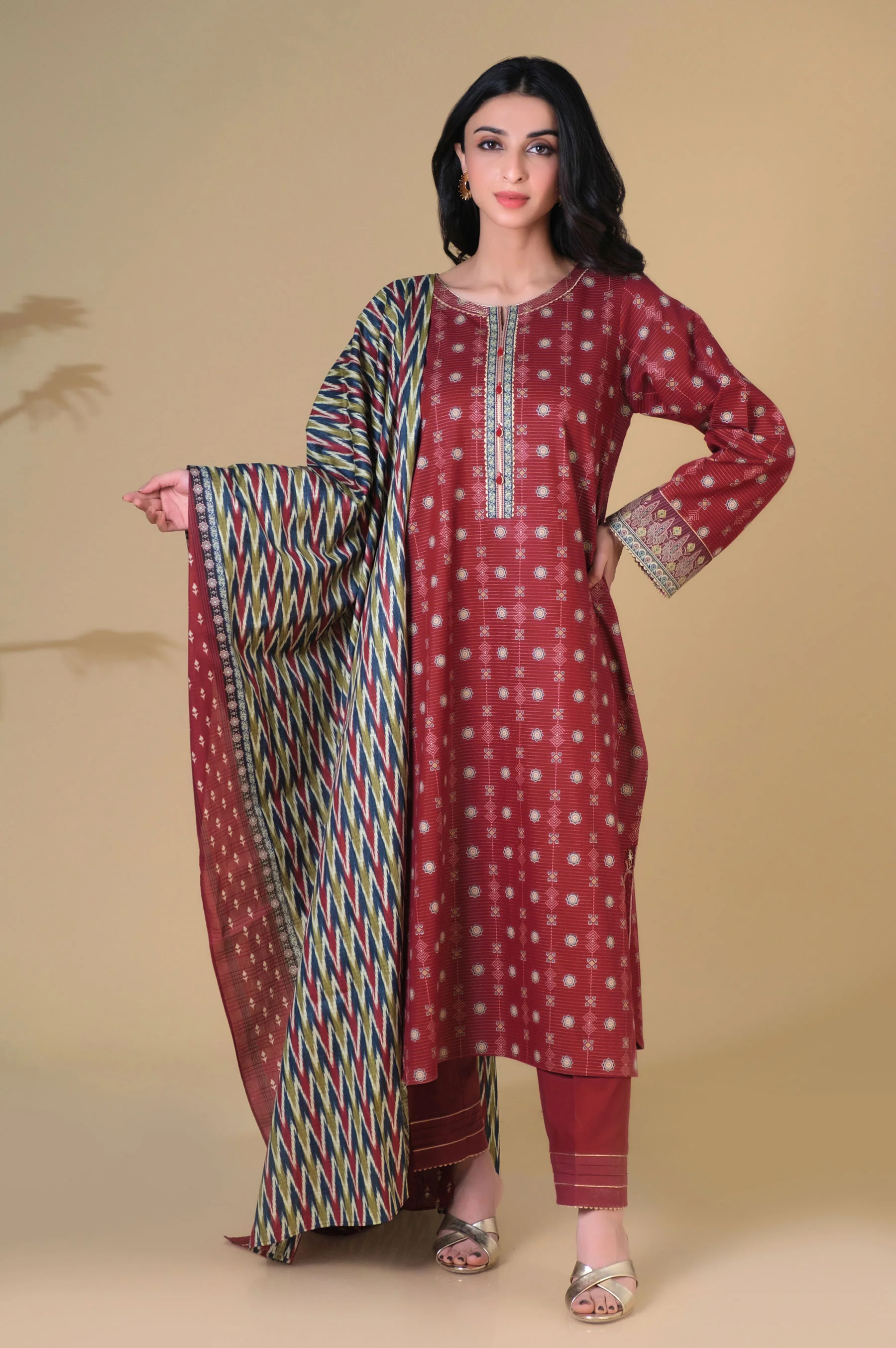 Stitched 3 Piece Printed Masuri Lawn Suit - Image 2