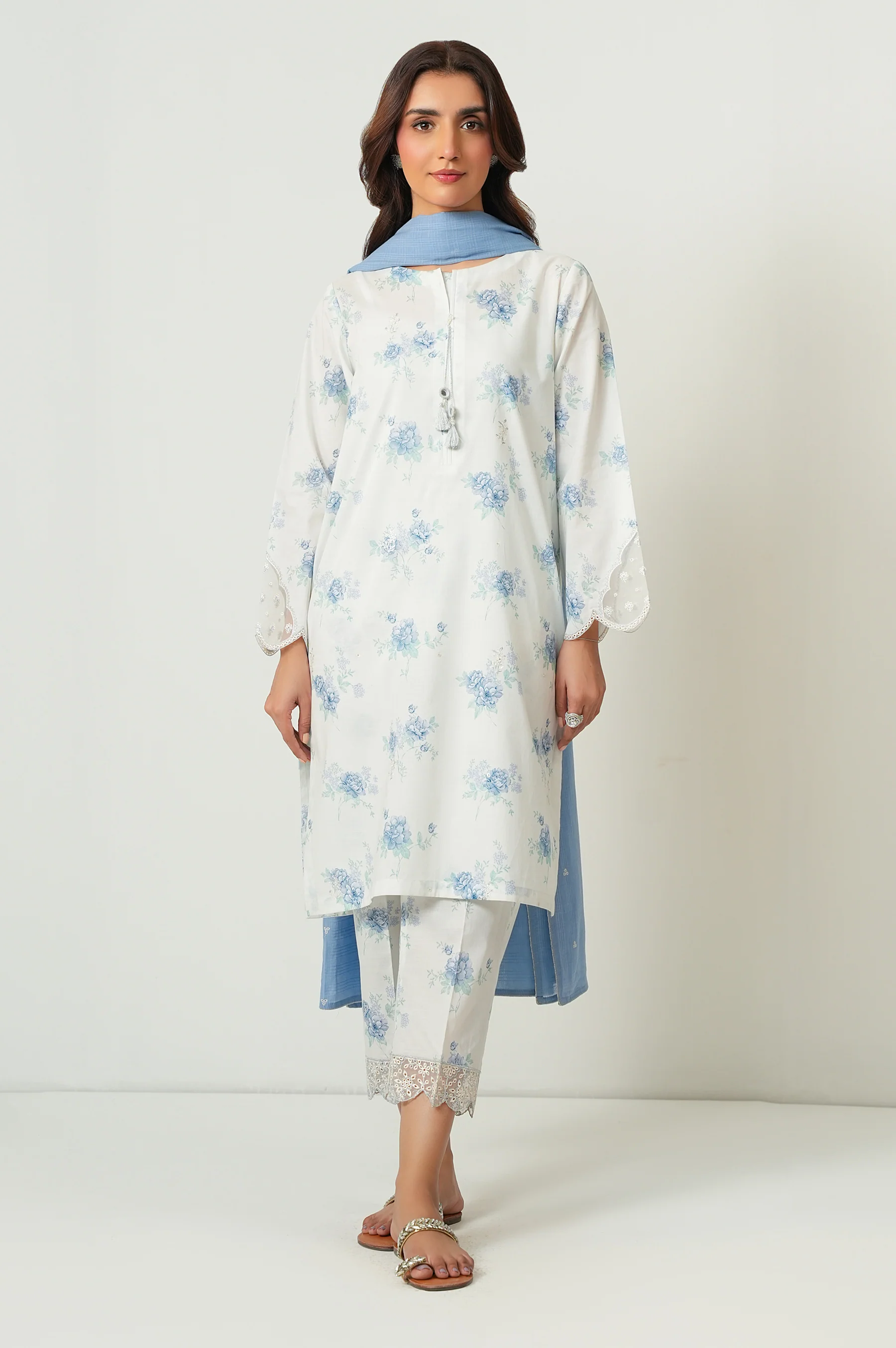 STITCHED PRINTED SLUB LAWN SUIT - Image 3