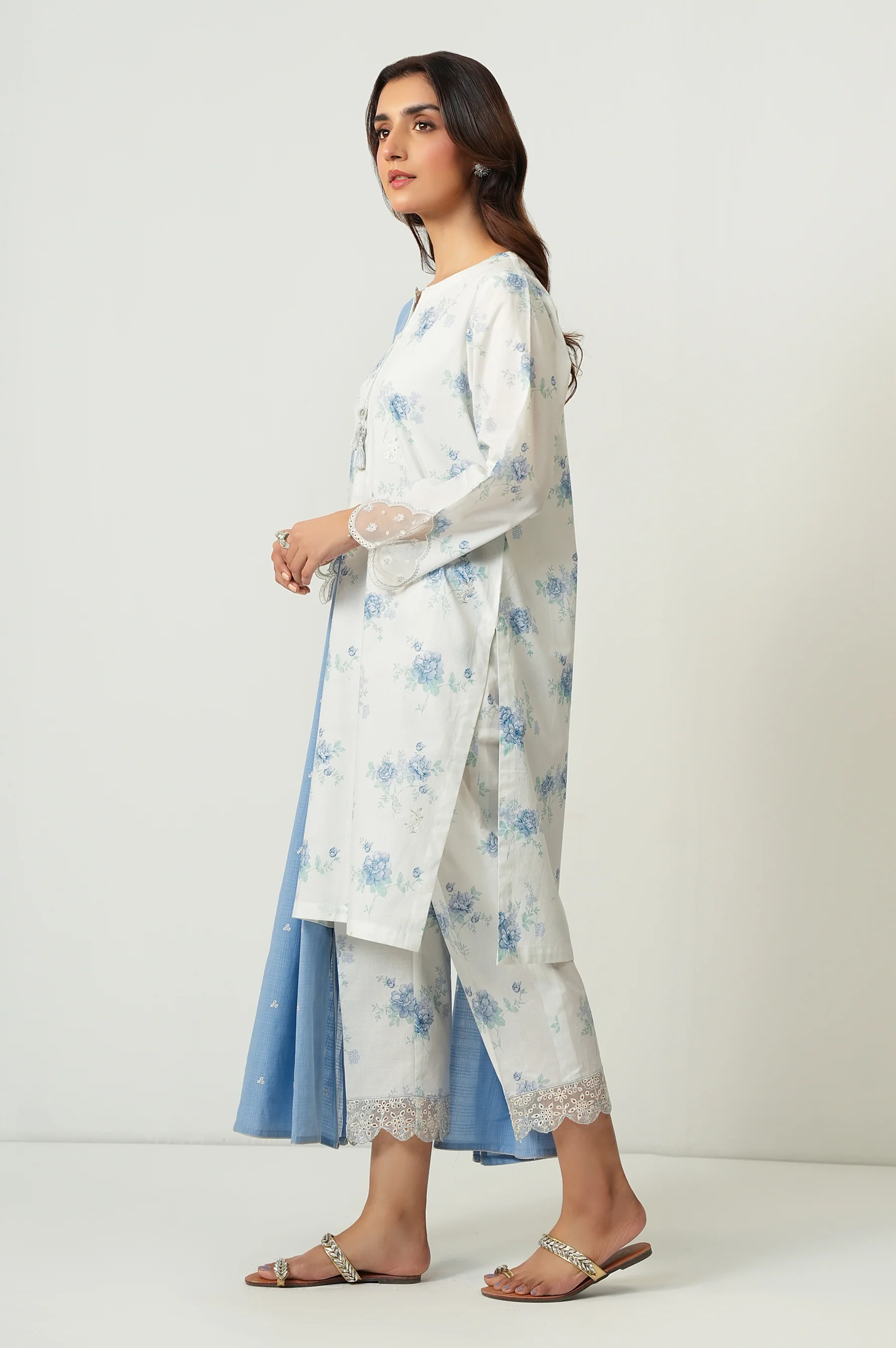 STITCHED PRINTED SLUB LAWN SUIT - Image 4