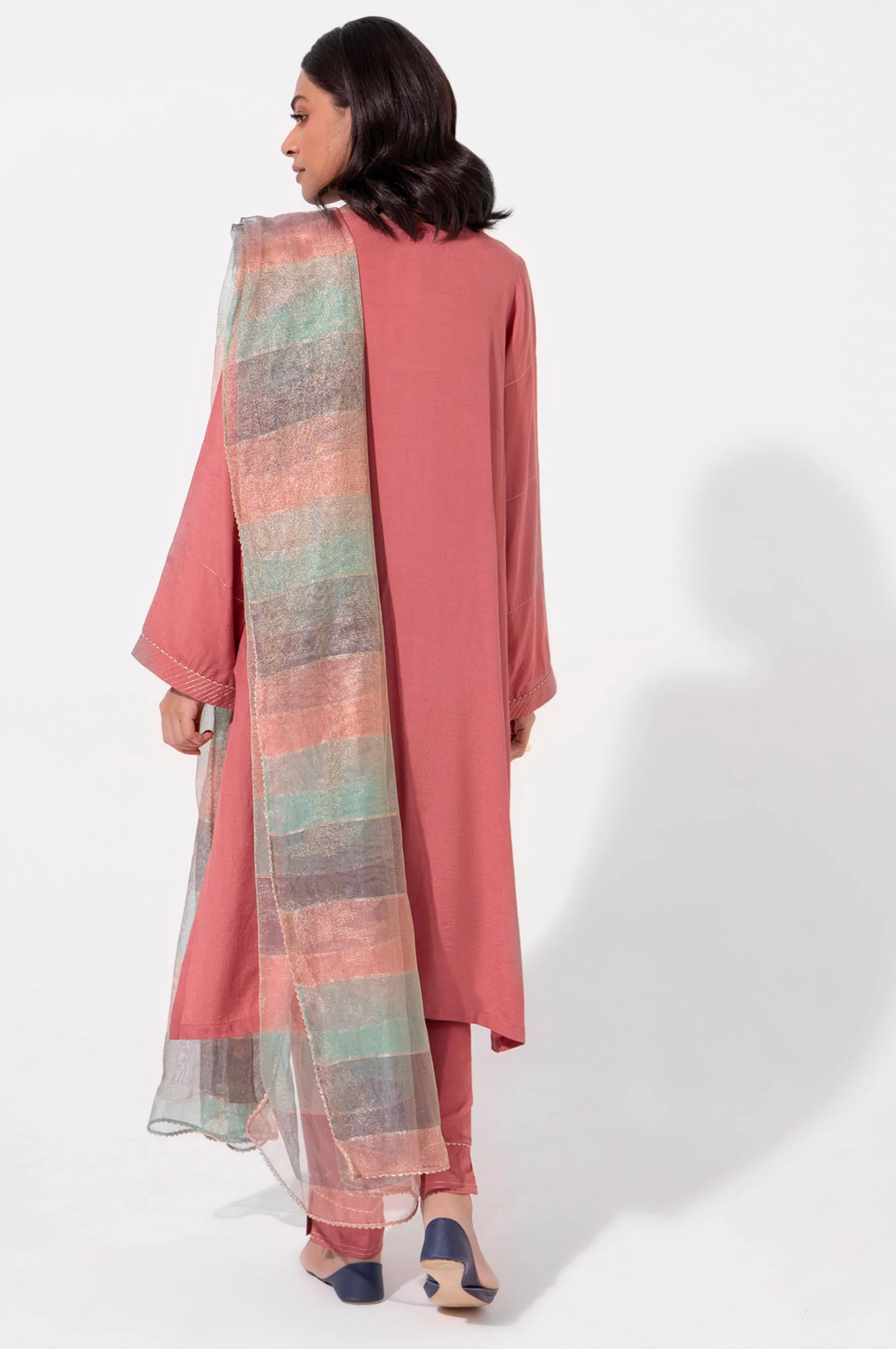 Stitched 3 Piece Raw Silk Embroidered Outfit - Image 2