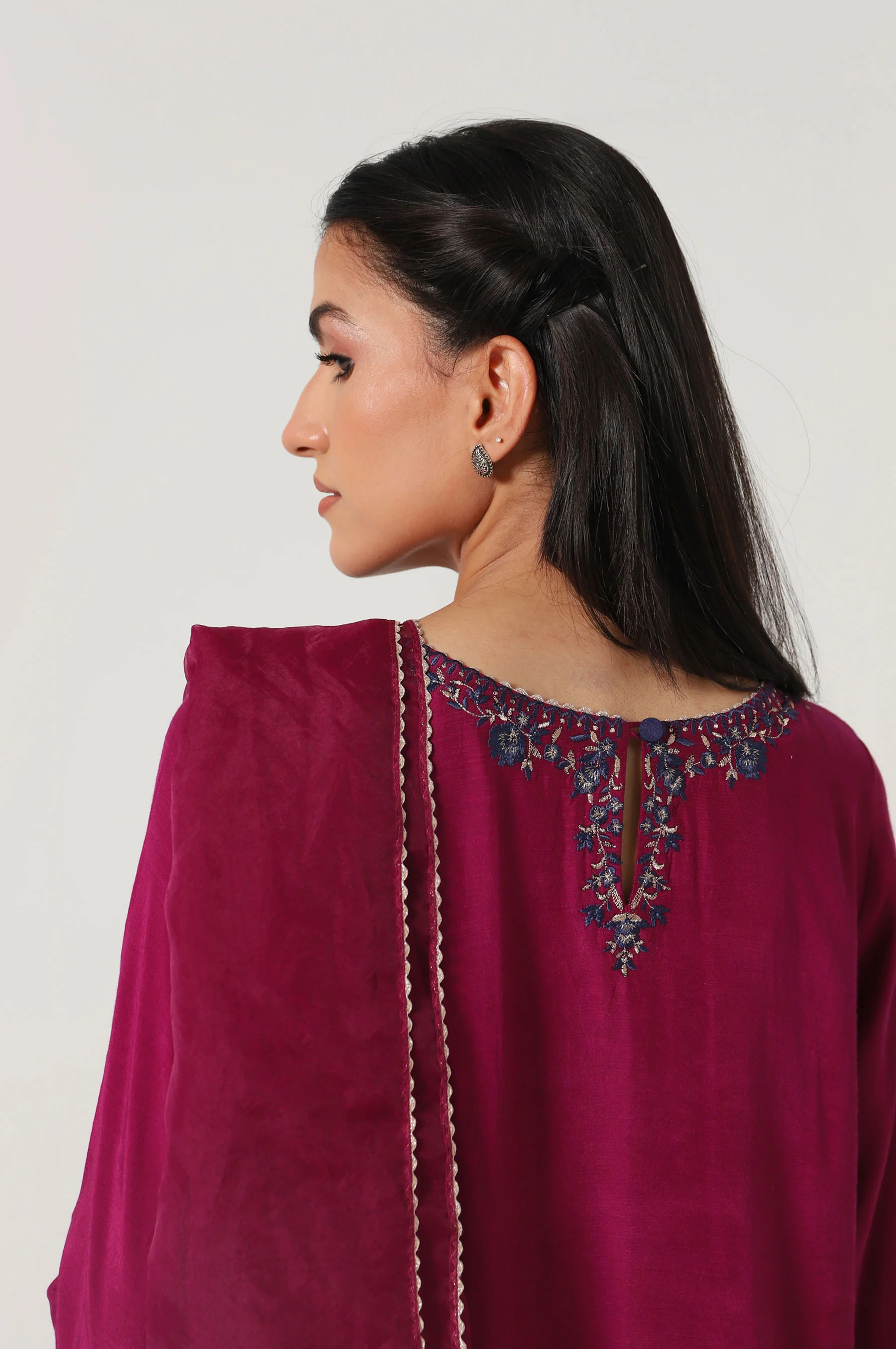 Stitched 3 Piece Raw Silk Embroidered Outfit - Image 5