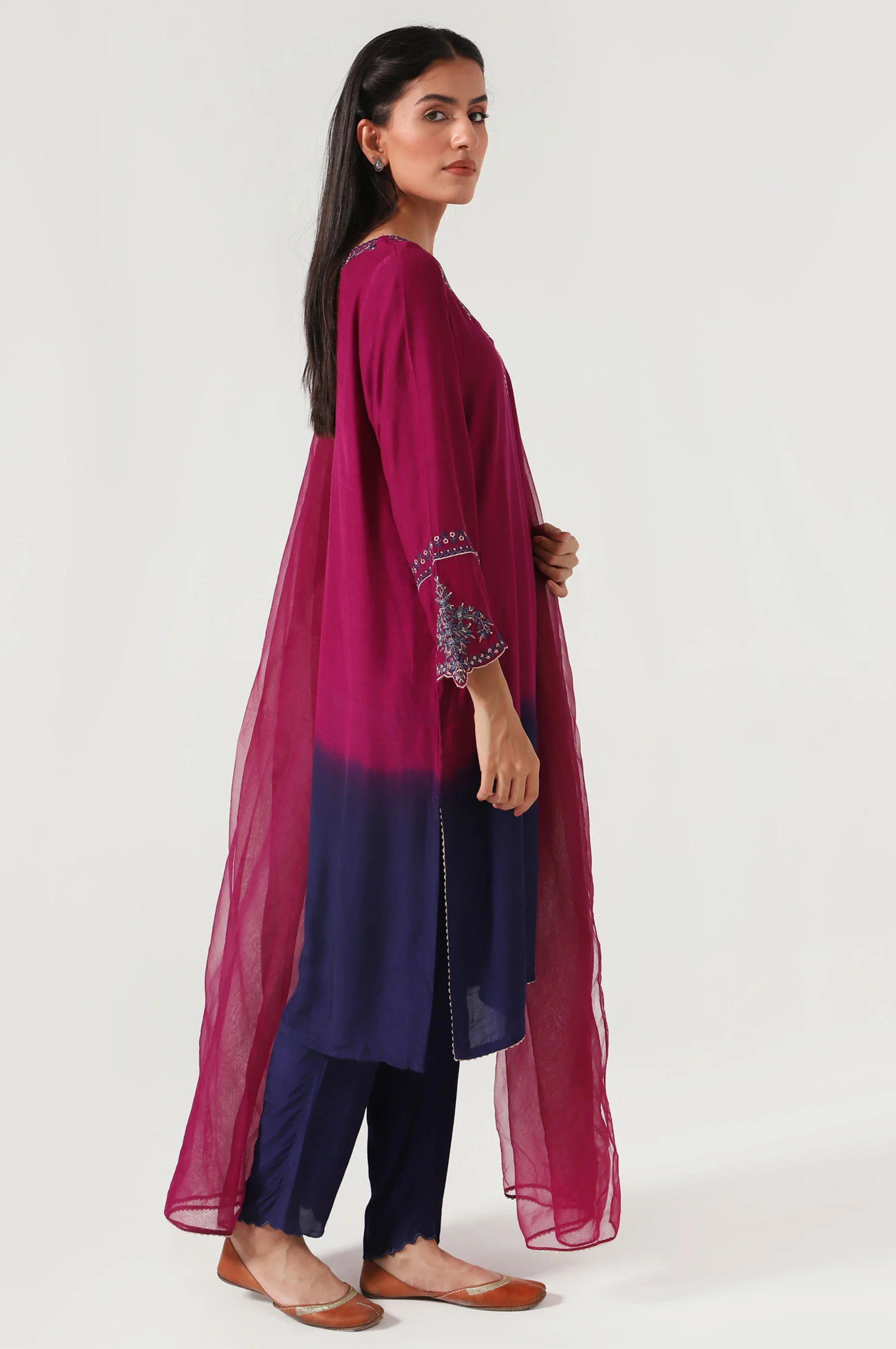Stitched 3 Piece Raw Silk Embroidered Outfit - Image 6