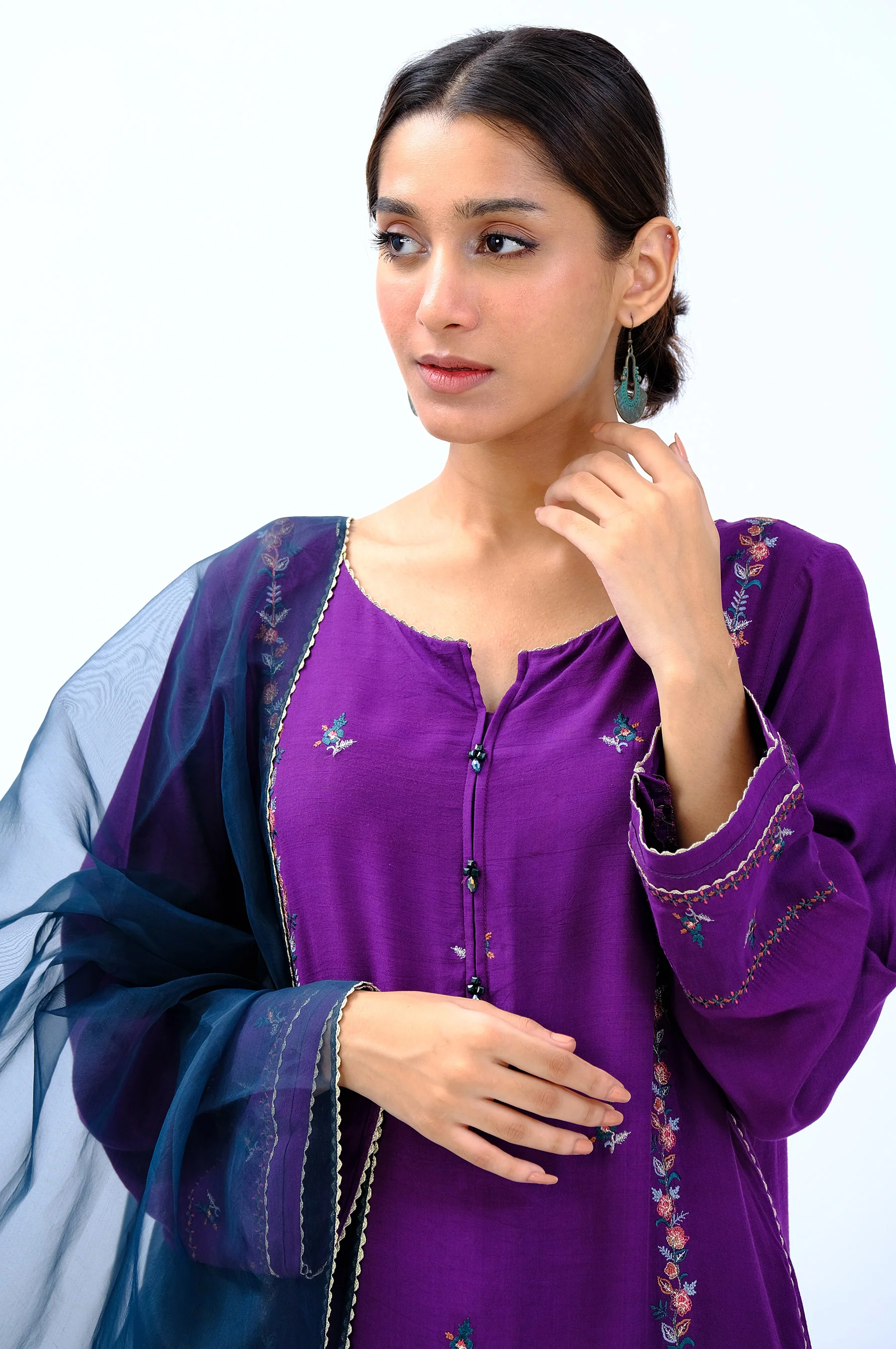 Stitched 3 Piece Rawsilk Embroidered Outfit
