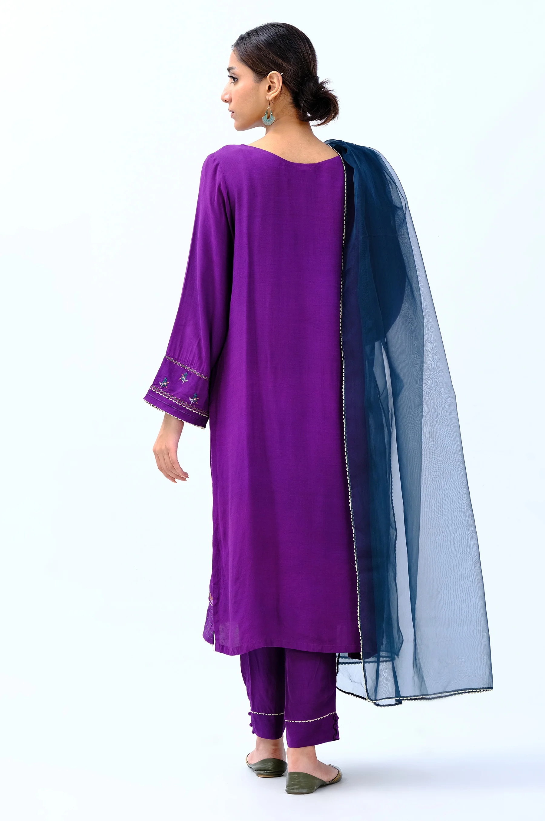 Stitched 3 Piece Rawsilk Embroidered Outfit - Image 3