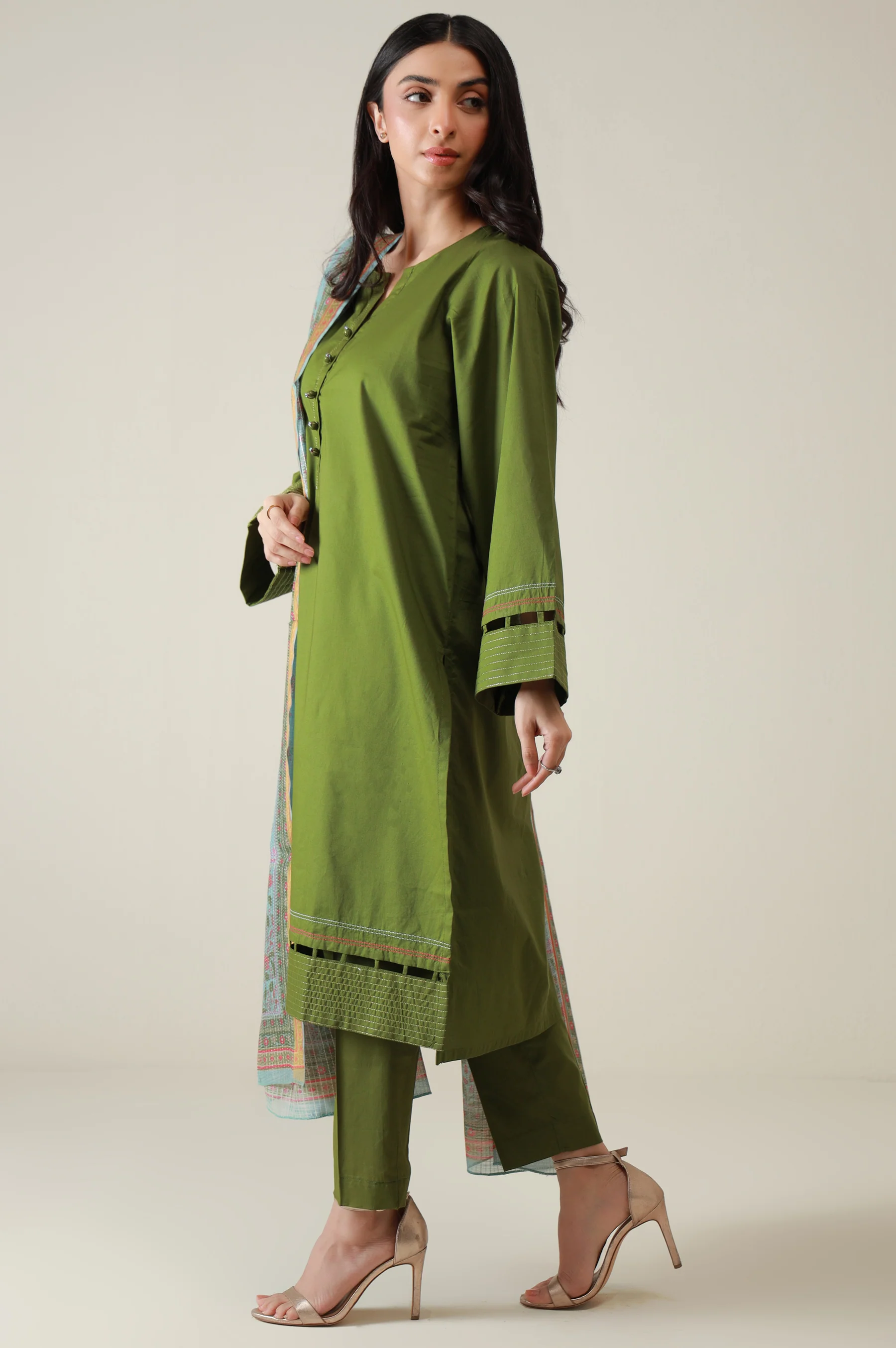Stitched 3 Piece Stylized Cambric Suit - Image 4