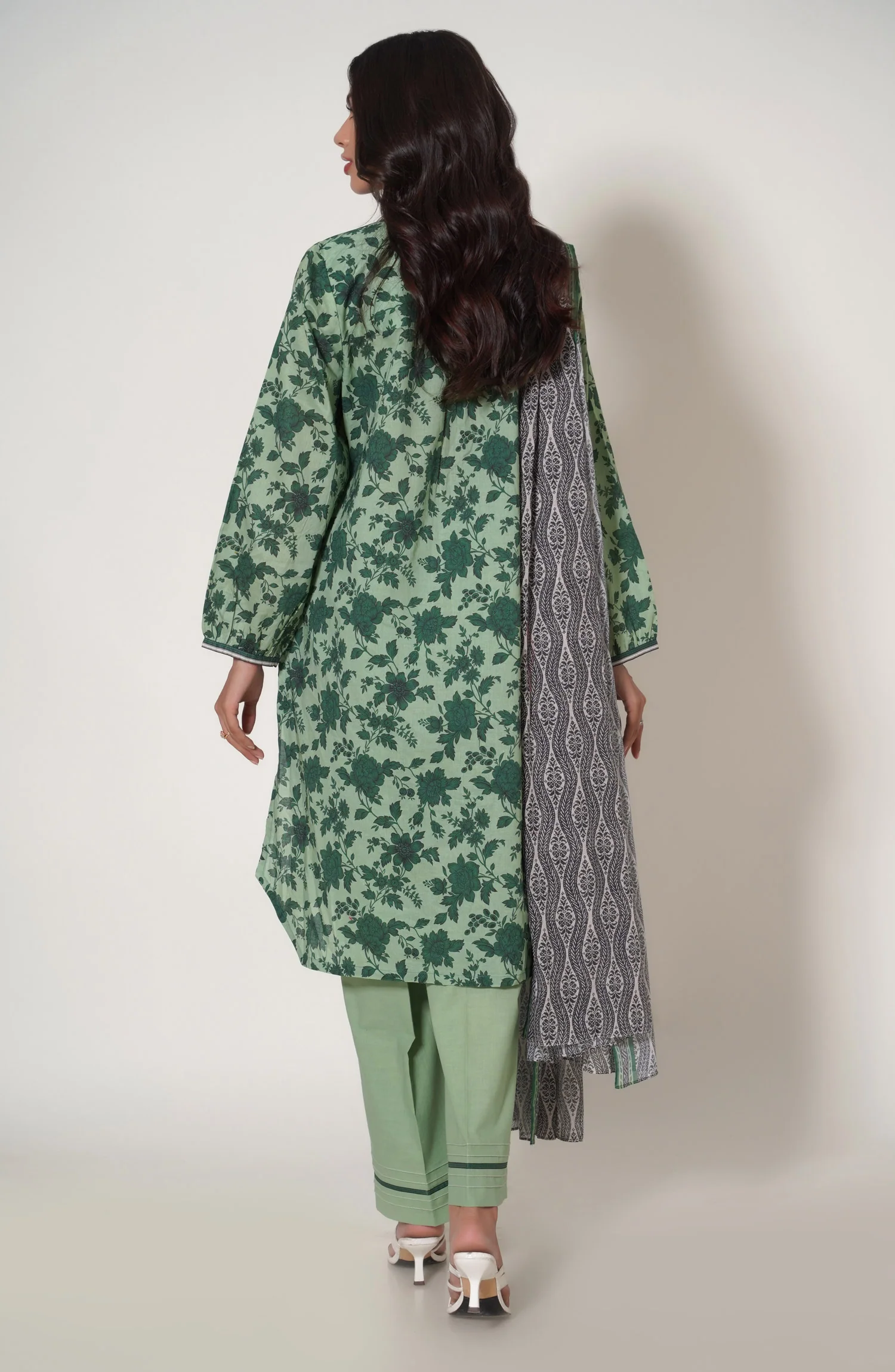Stitched 3 Piece Printed Cambric Suit - Image 3