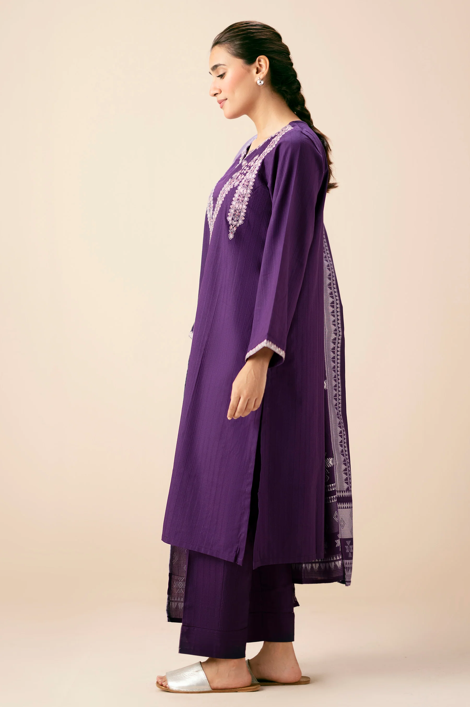 Stitched 3 Piece Textured Slub Suit - Image 5