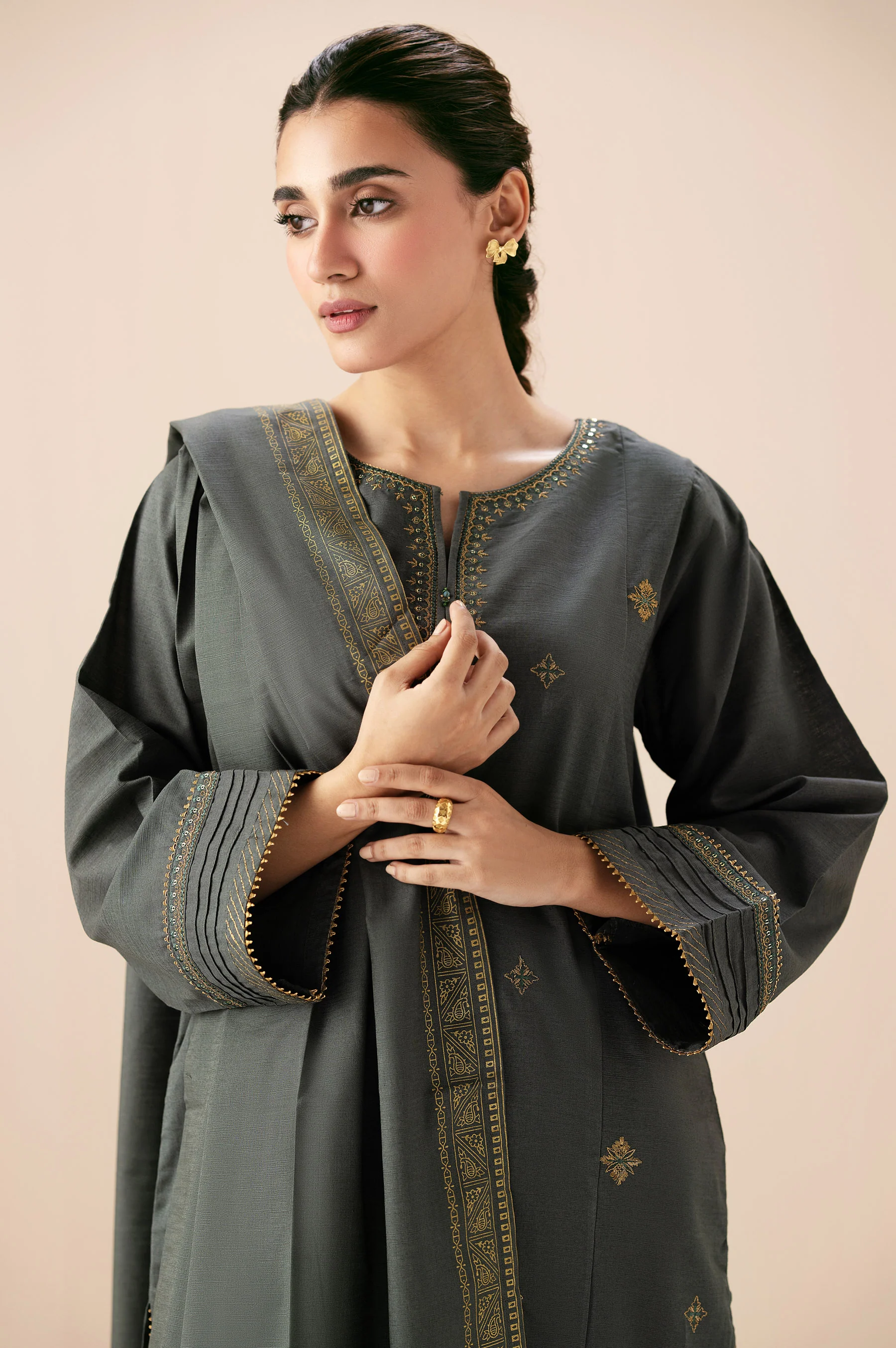 Stitched 3 Piece Both Side Slub Suit - Image 3