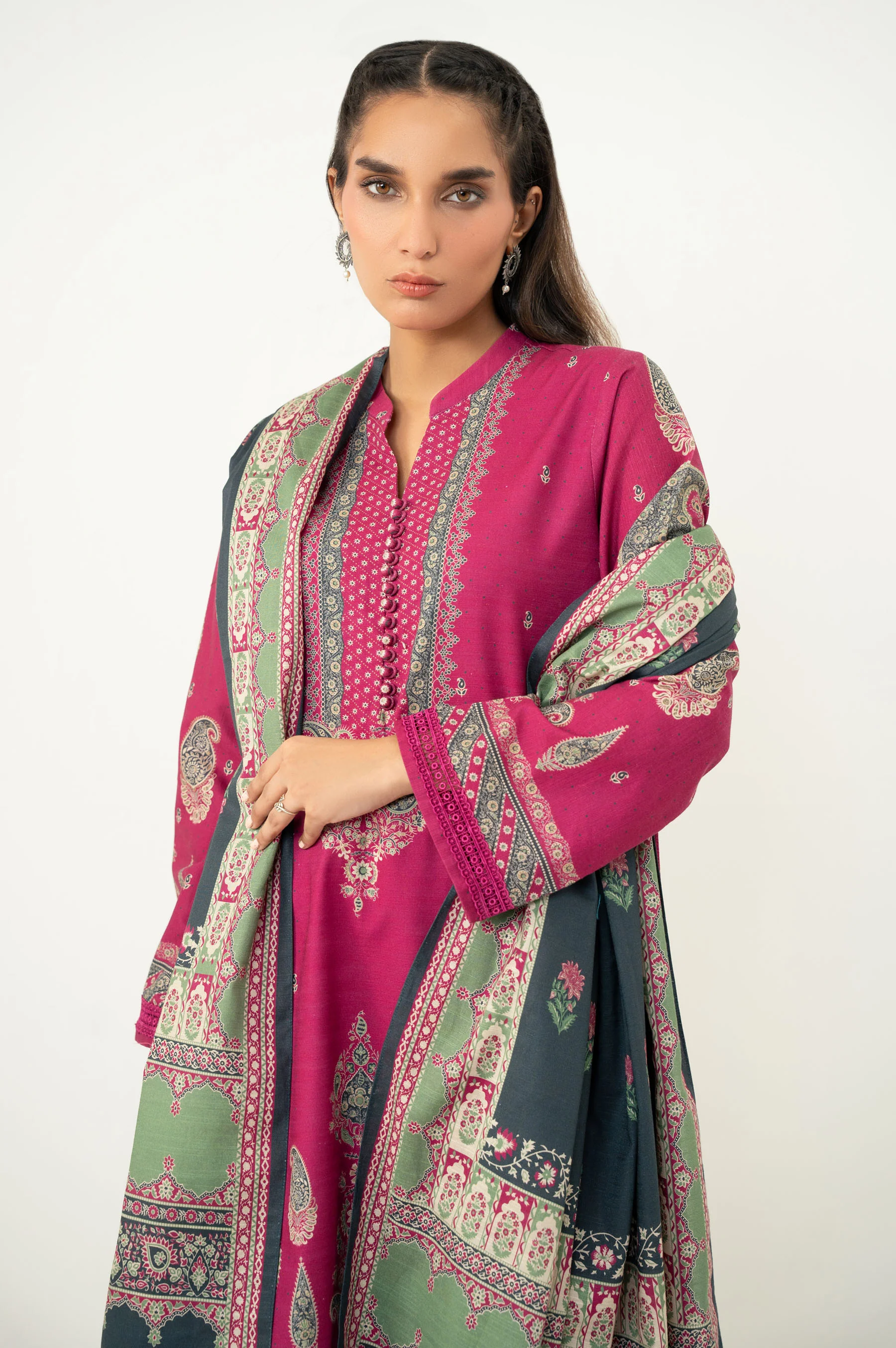 STITCHED PRINTED KHADDAR SUIT - Image 2