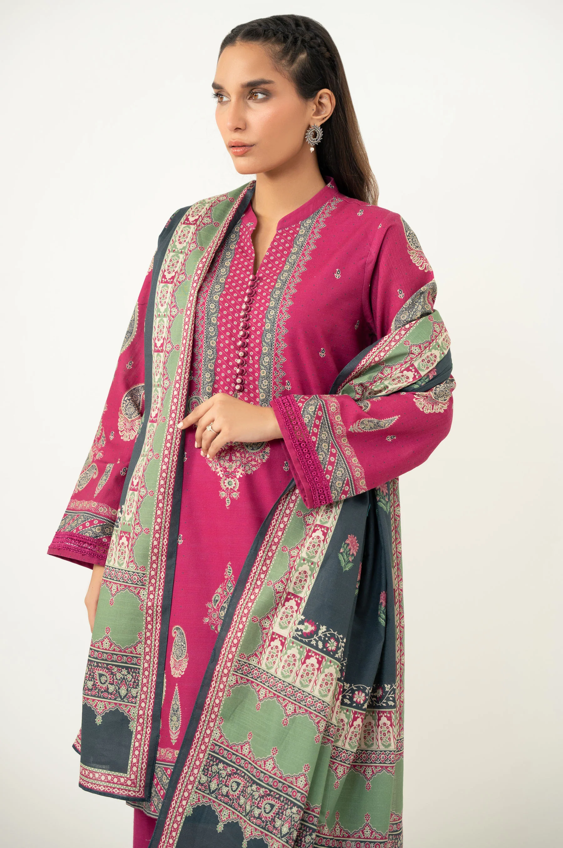 STITCHED PRINTED KHADDAR SUIT - Image 4