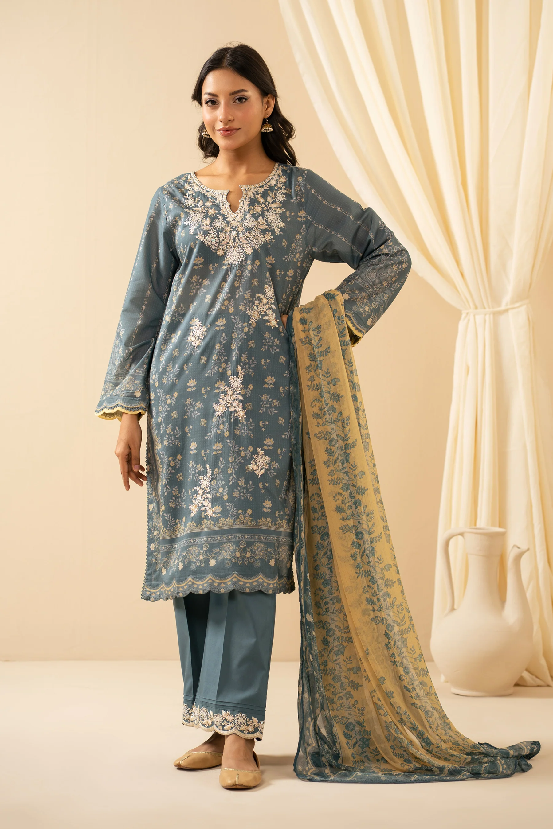 STITCHED EMBROIDERED LAWN SUIT