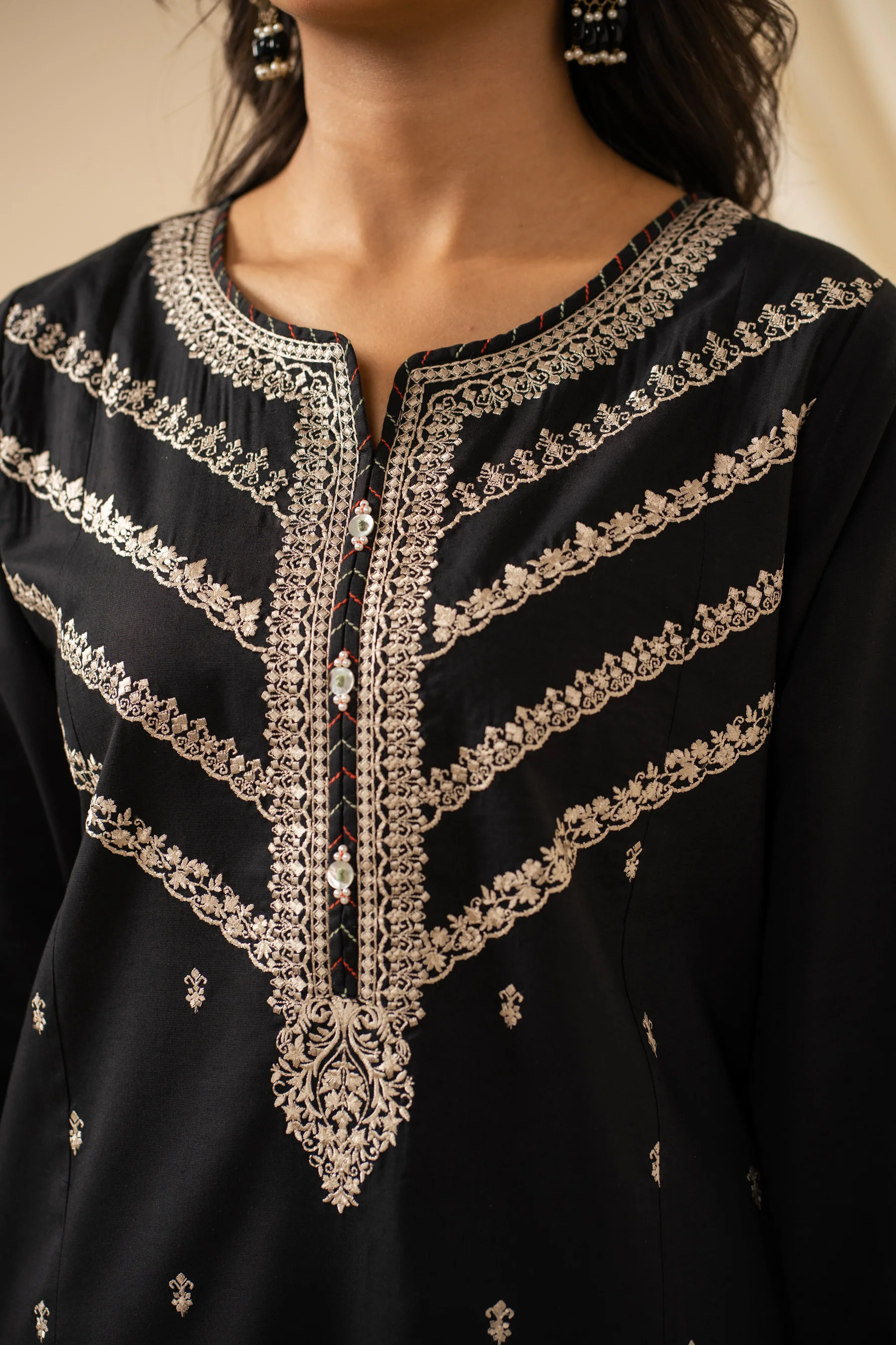 STITCHED EMBROIDERED COTTON LINEN VISCOSE SUIT - Image 3