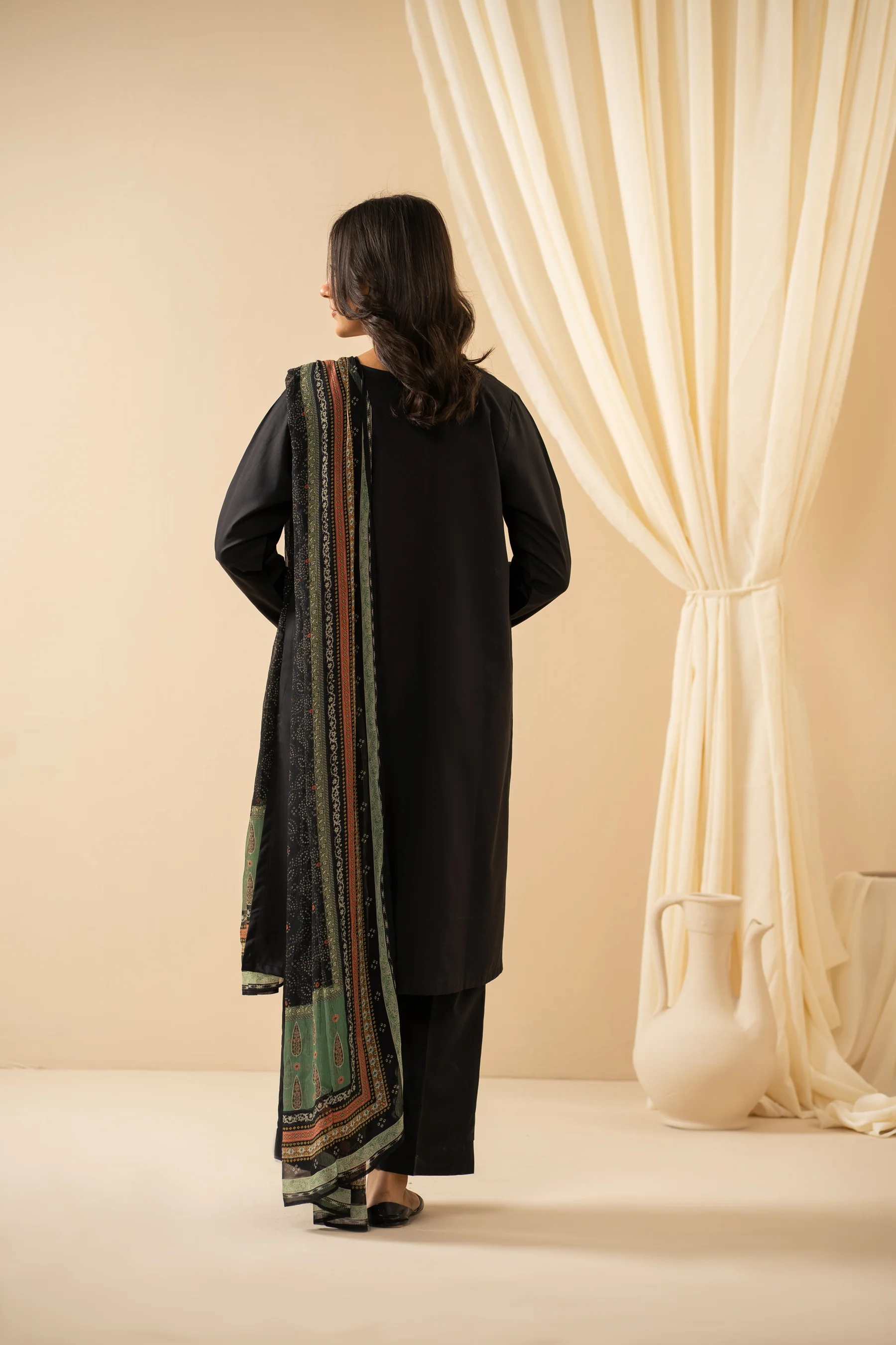 STITCHED EMBROIDERED COTTON LINEN VISCOSE SUIT - Image 5
