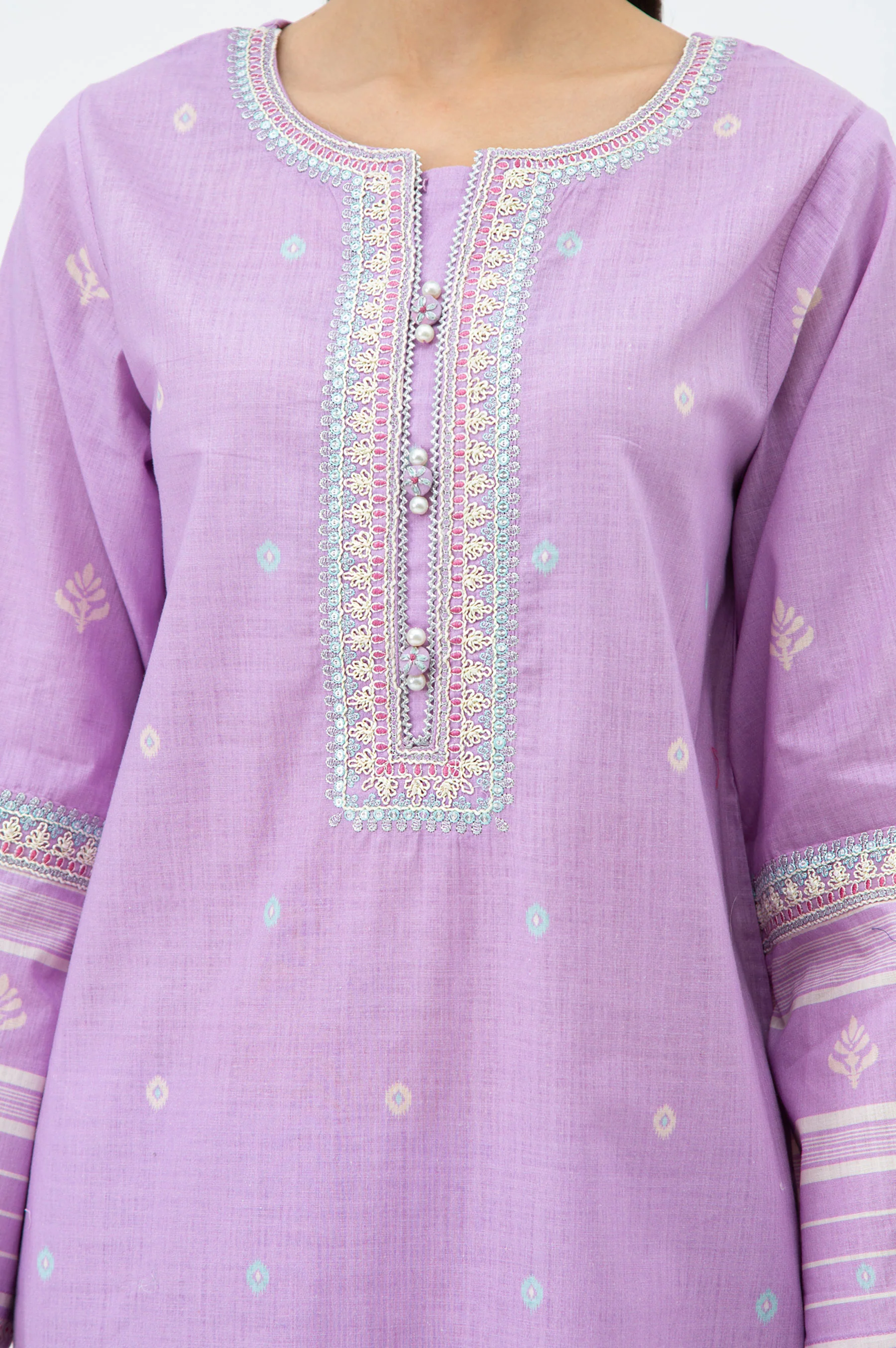 STITCHED EMBROIDERED CAMBRIC SUIT (FACTORY E-OUTLET) - Image 2