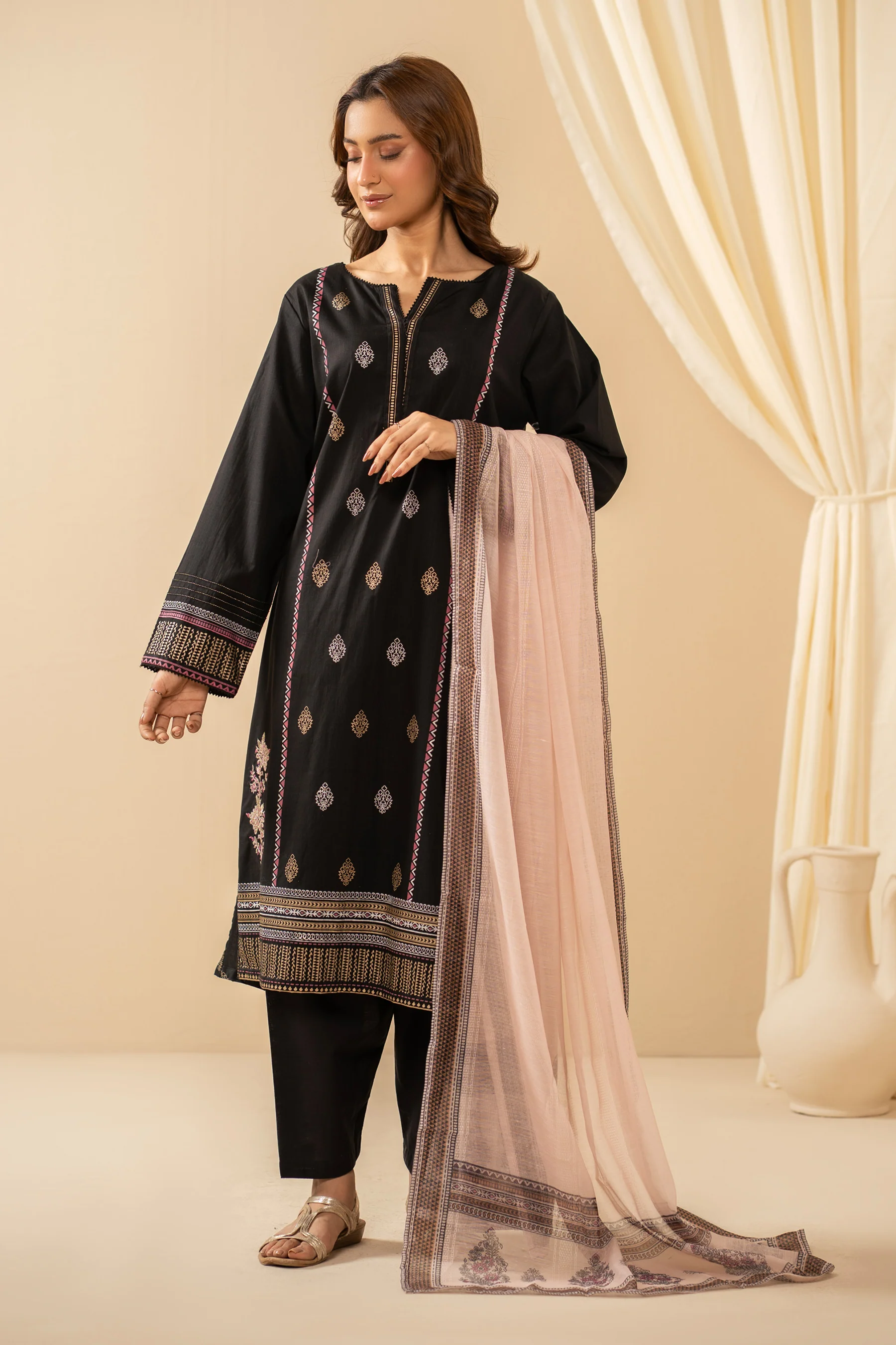 PRINTED BOTH SIDE SLUB STITCHED 3 PIECE SUIT (FACTORY E-OUTLET)