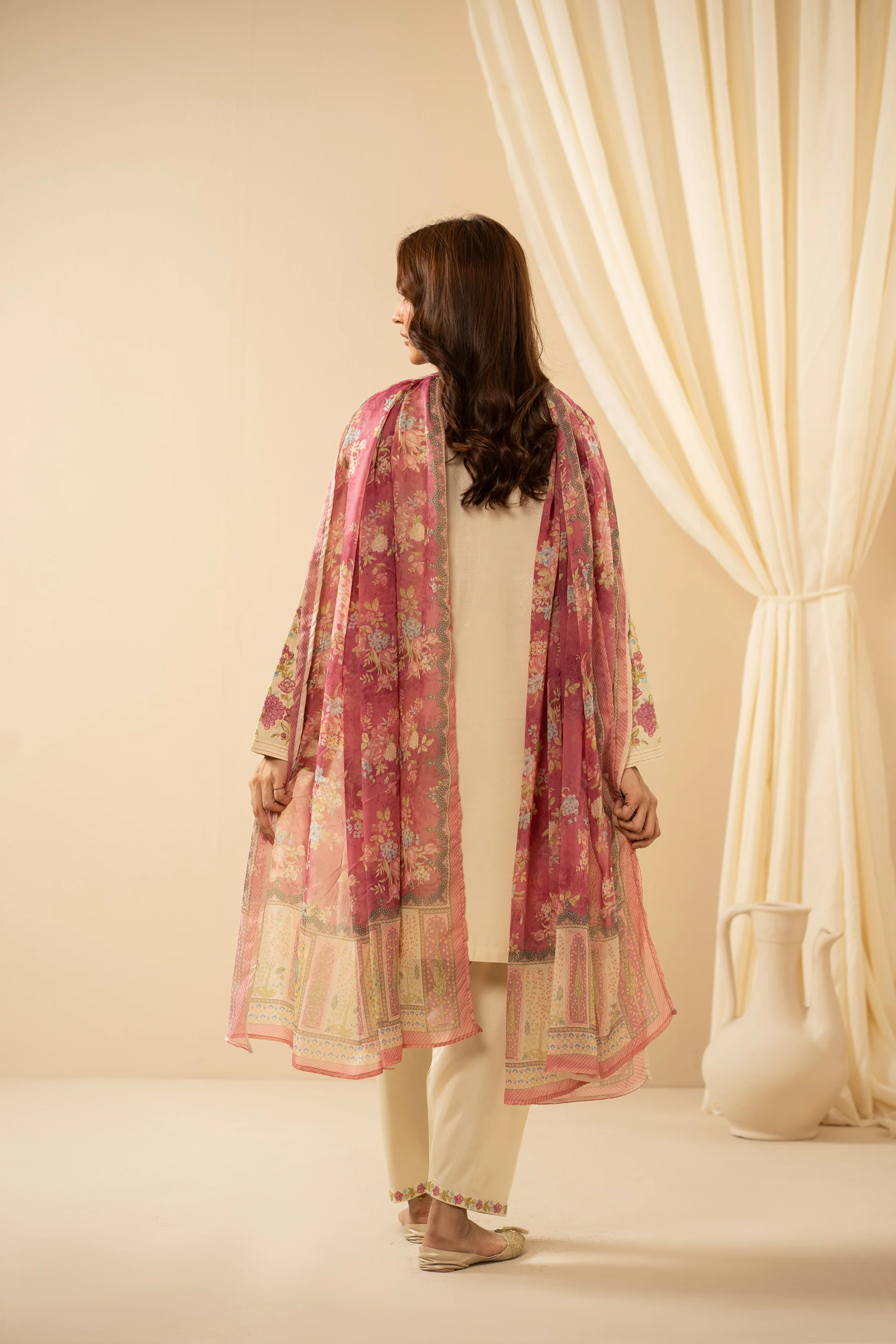 STITCHED EMBROIDERED COTTON SILK SUIT - Image 5
