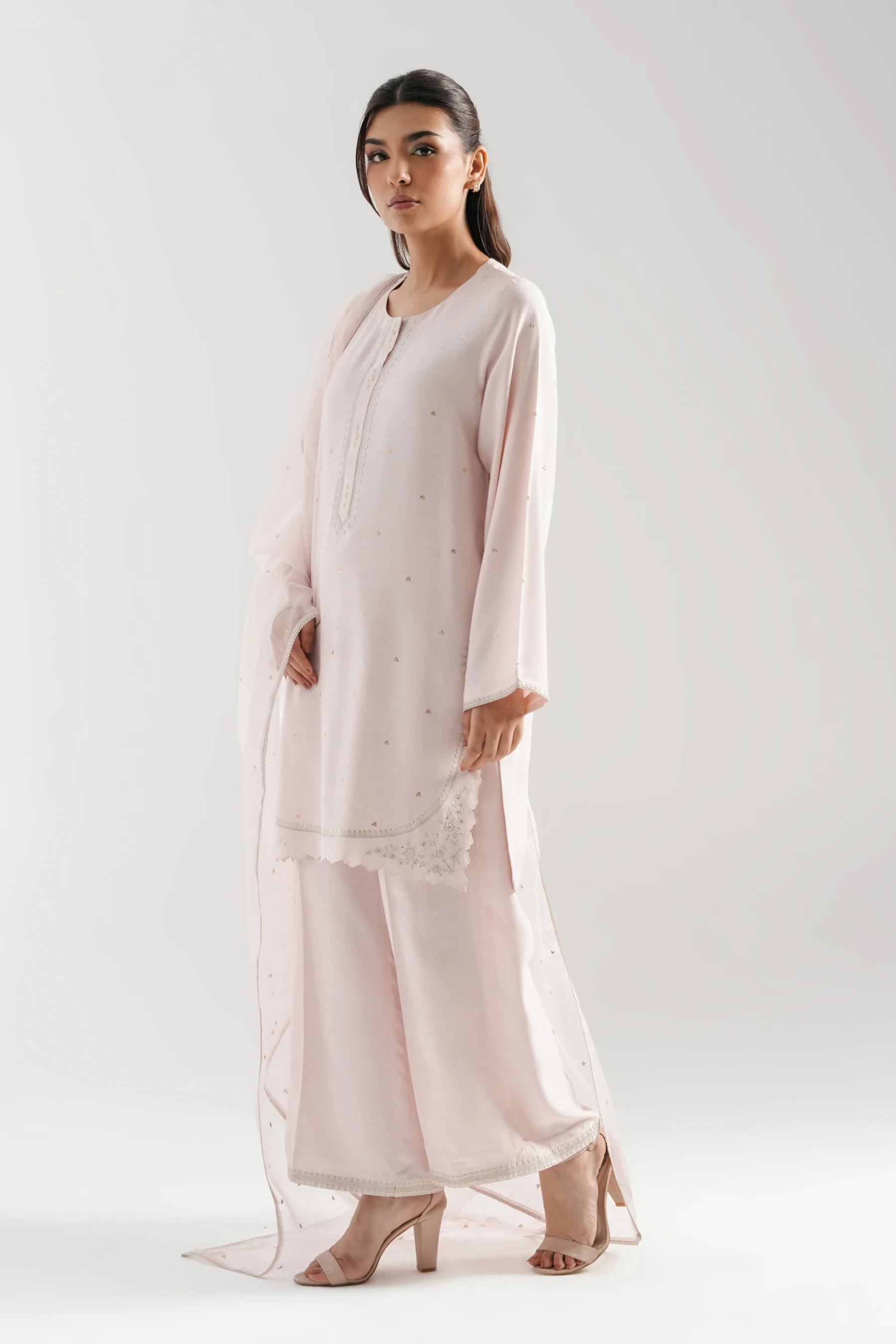 EMBROIDERED COTTON SILK STITCHED 3 PIECE SUIT - Image 4