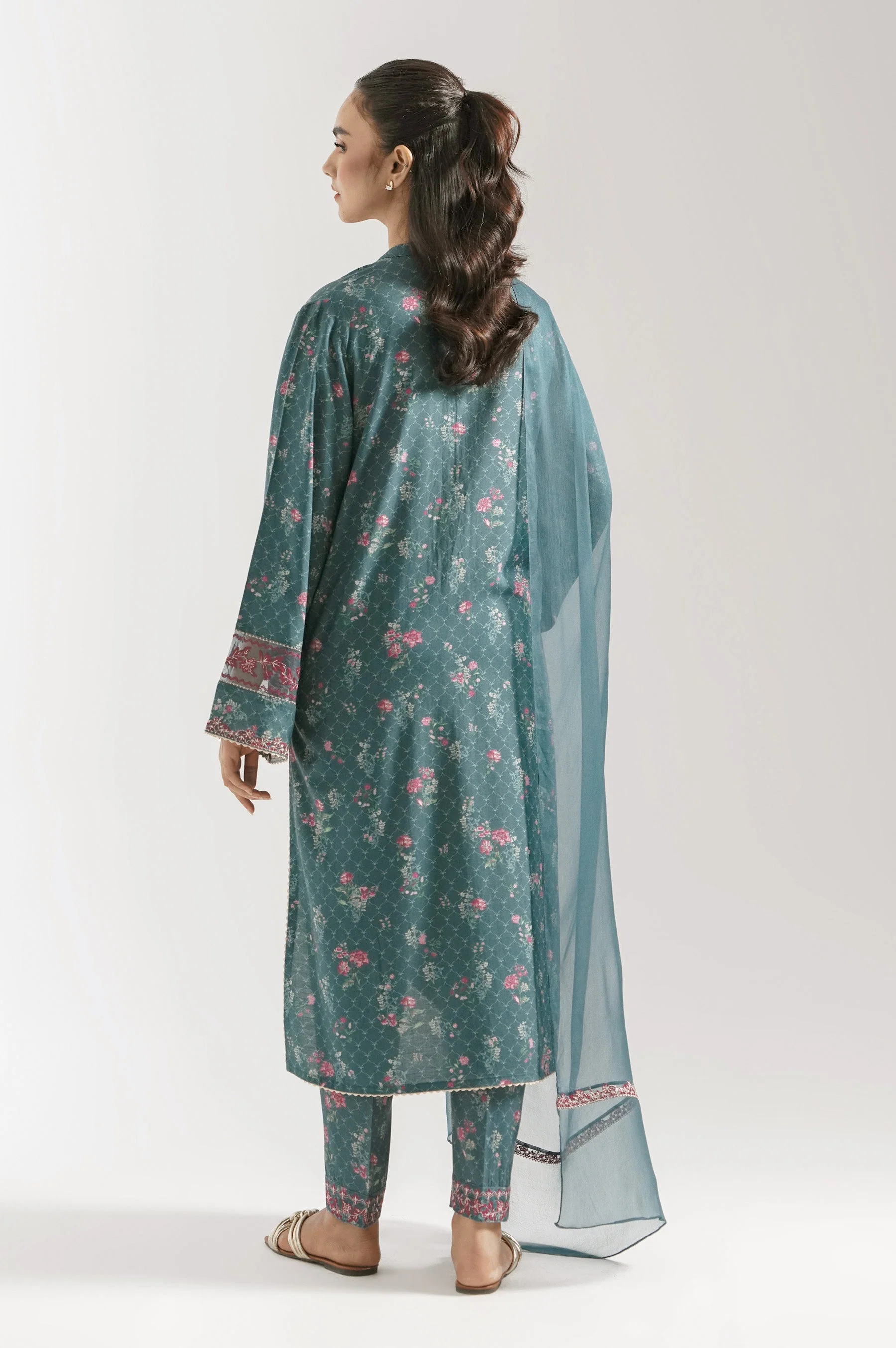 STITCHED EMBROIDERED RAW SILK SUIT (FACTORY E-OUTLET) - Image 5