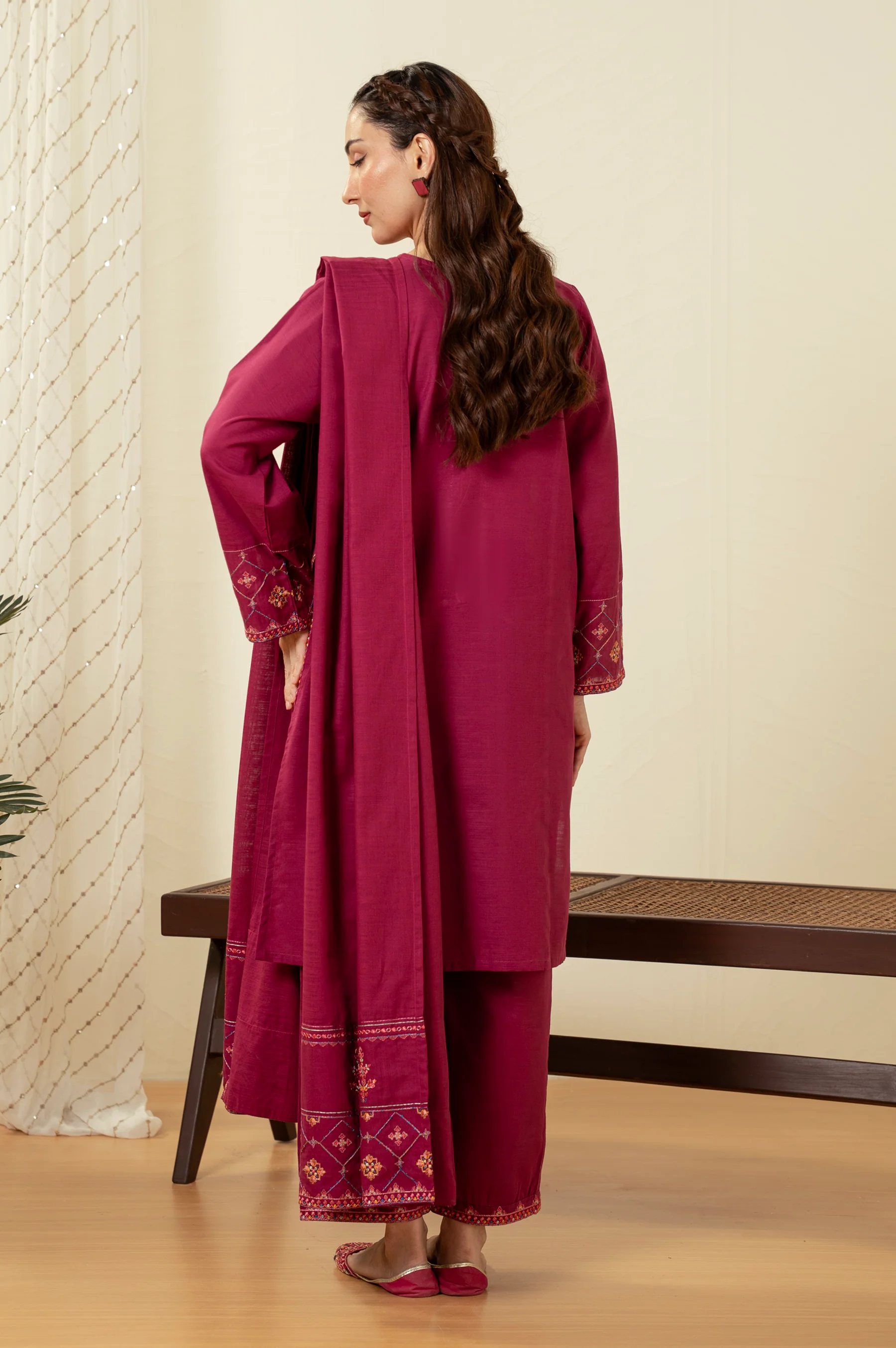 STITCHED DYED EMBROIDERED SUIT - Image 6