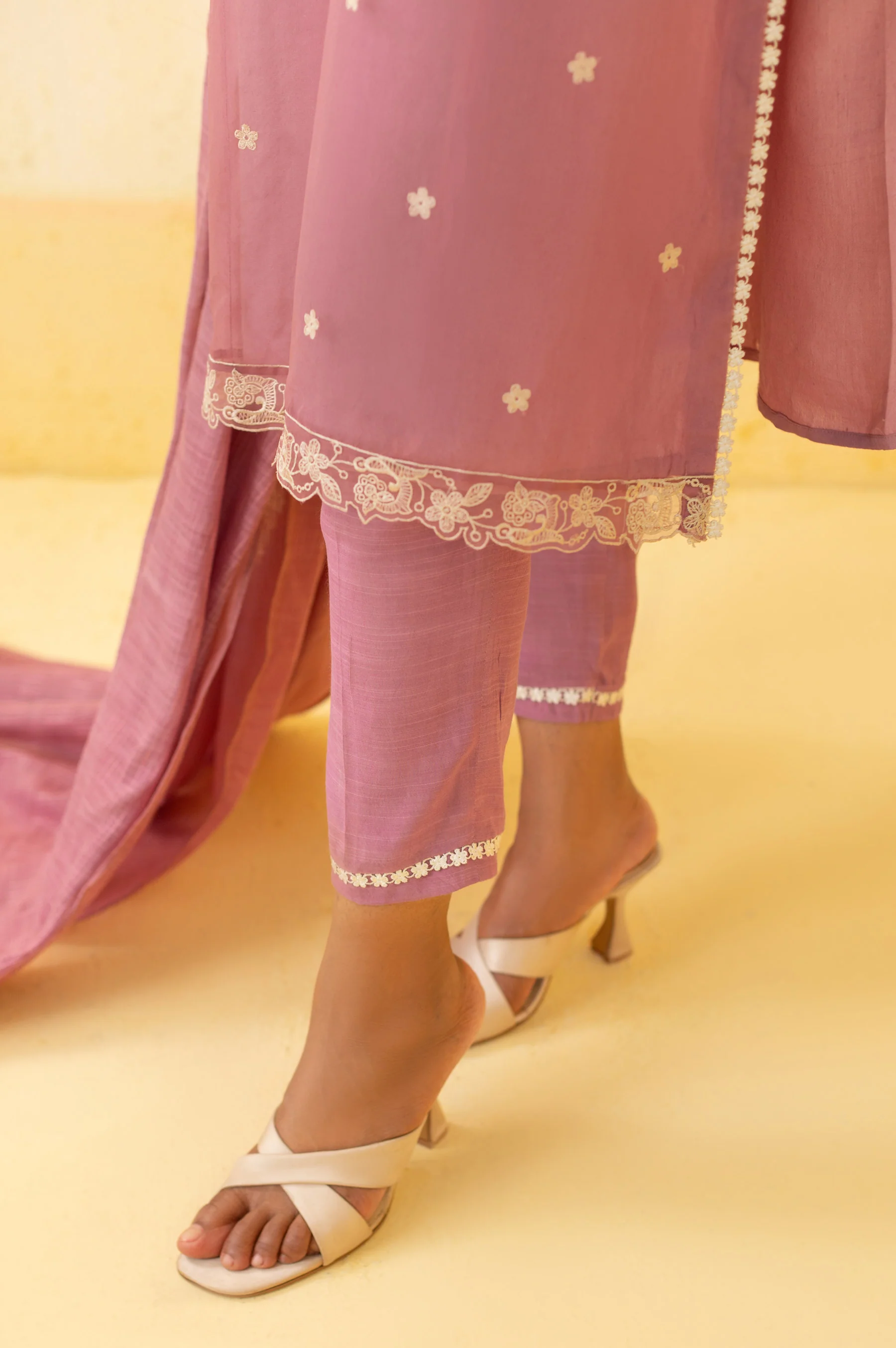 Stitched 3 Piece Embroidered Organza Outfit - Image 5
