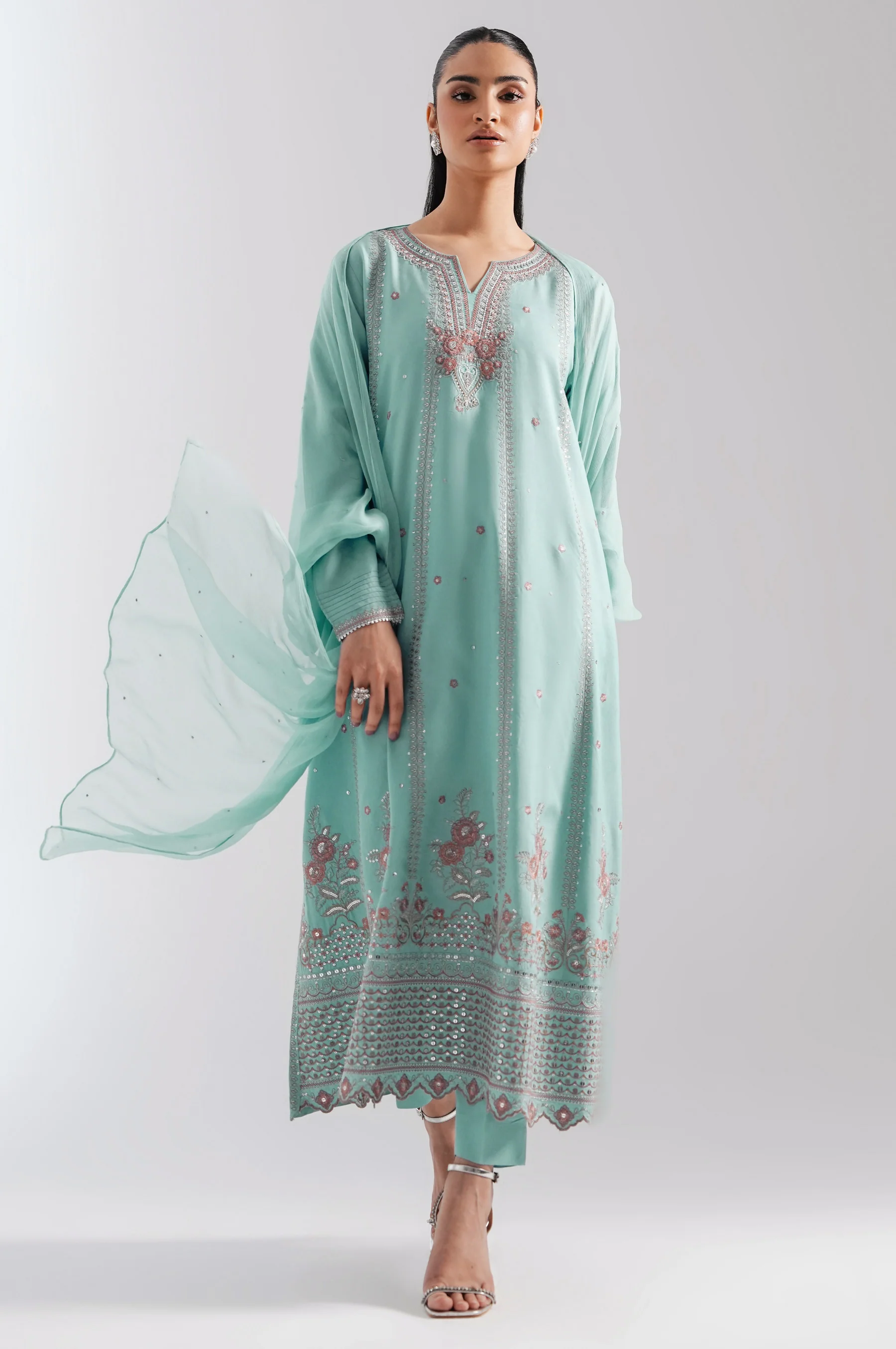 STITCHED EMBROIDERED OAK SILK SUIT - Image 4
