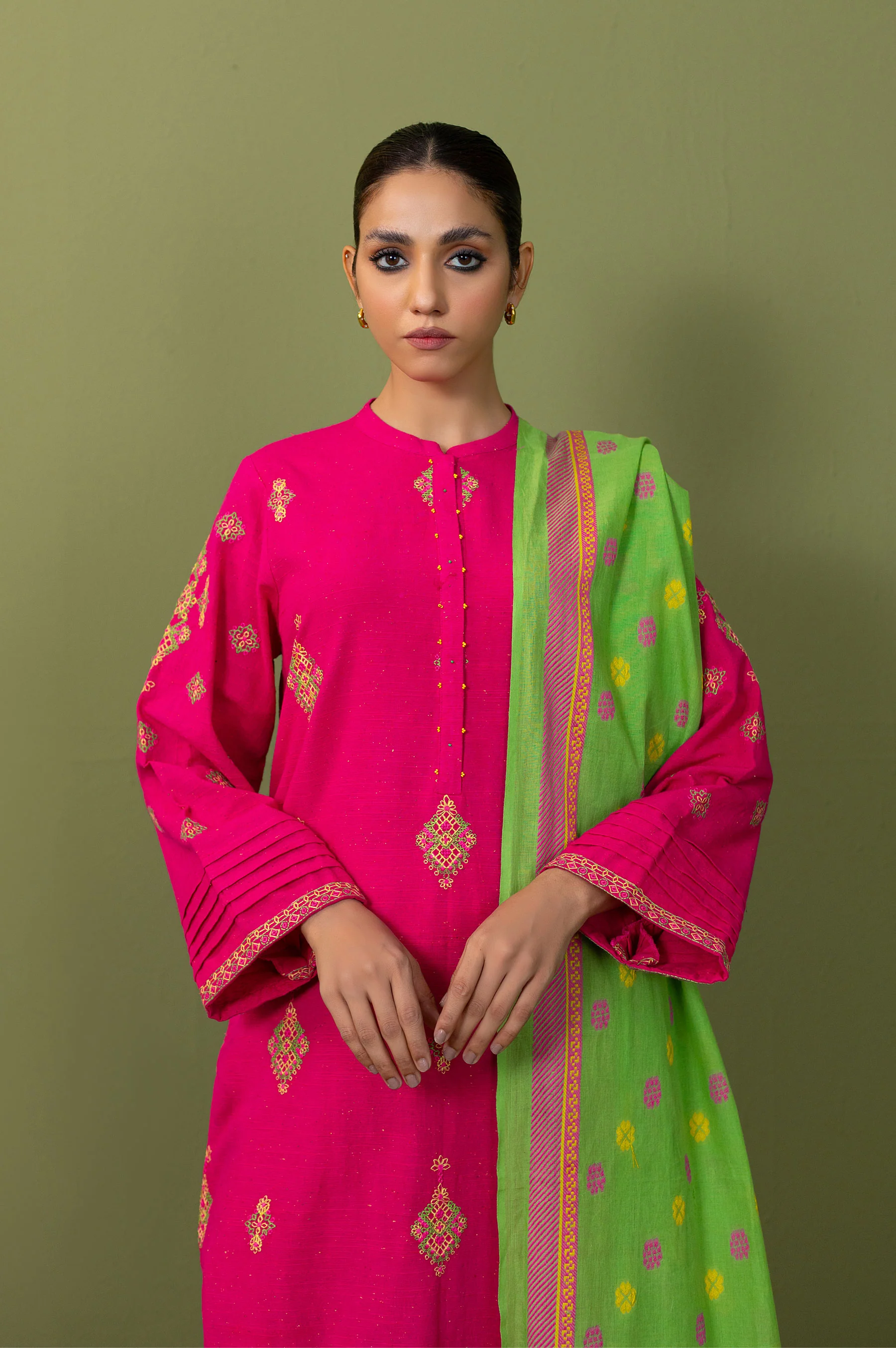 Stitched 3 Piece Textured Slub Suit - Image 2
