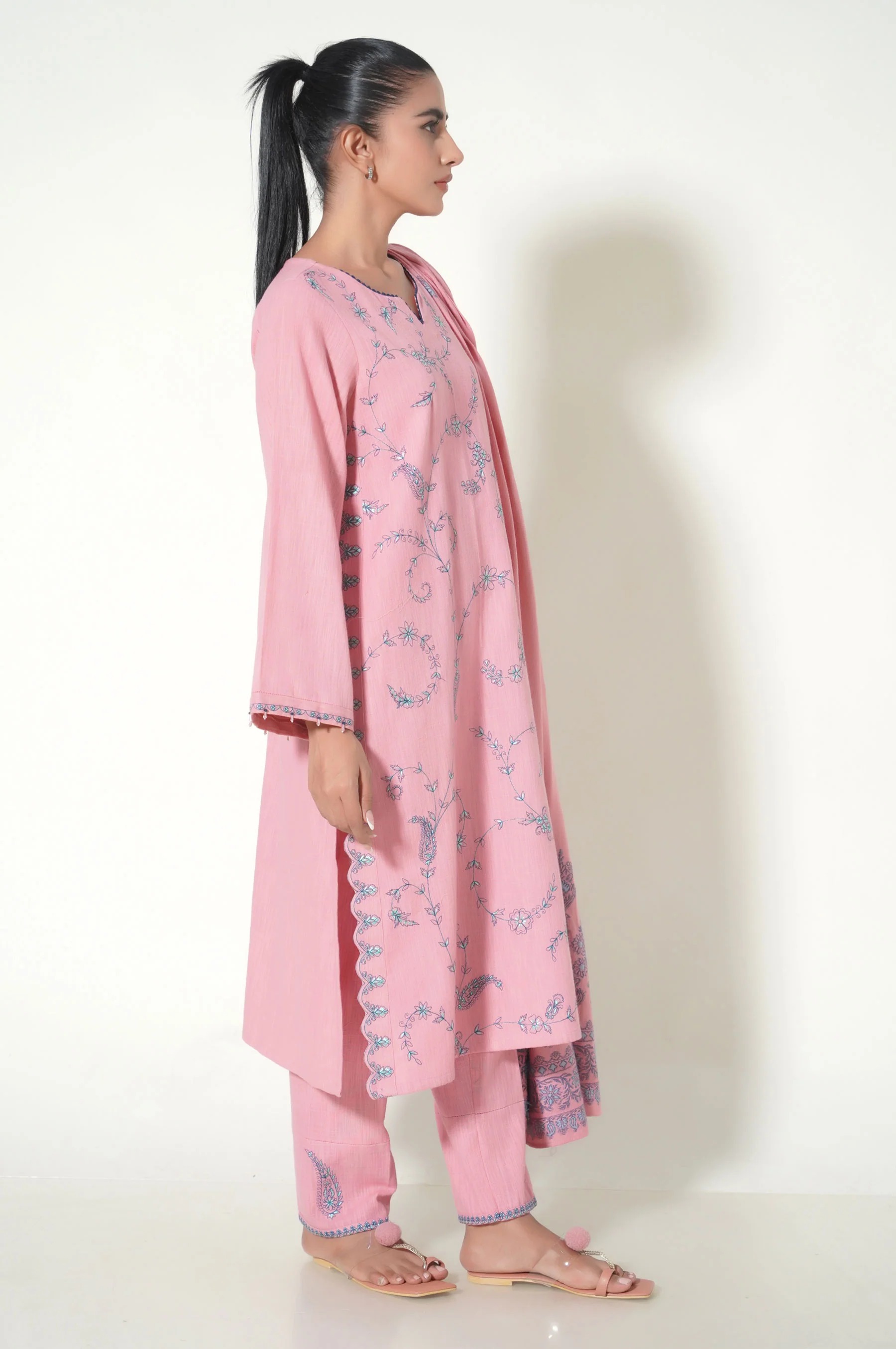 Stitched 3 Piece Textured Slub Suit - Image 4