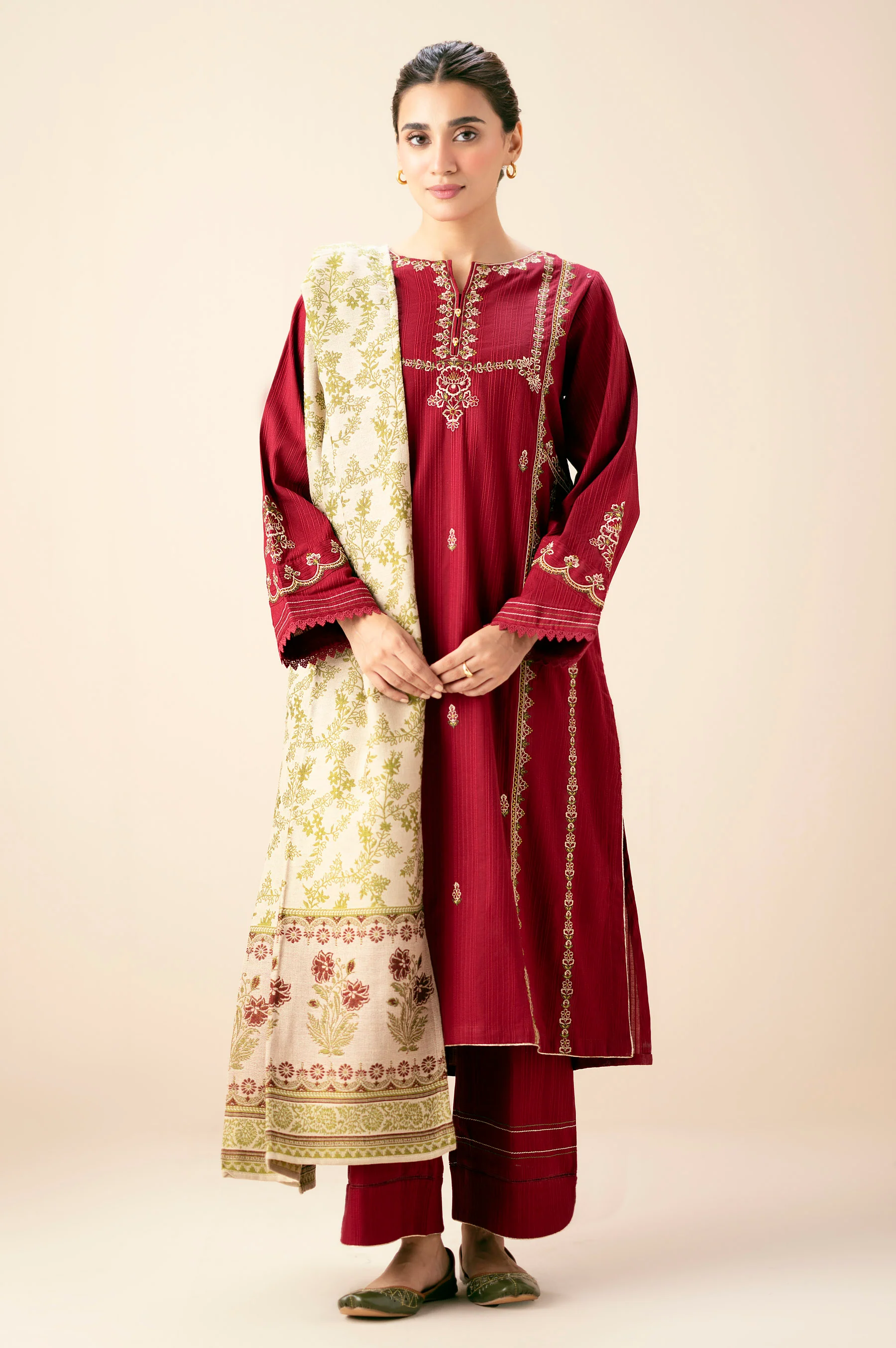 Stitched 3 Piece Textured Slub Suit - Image 5