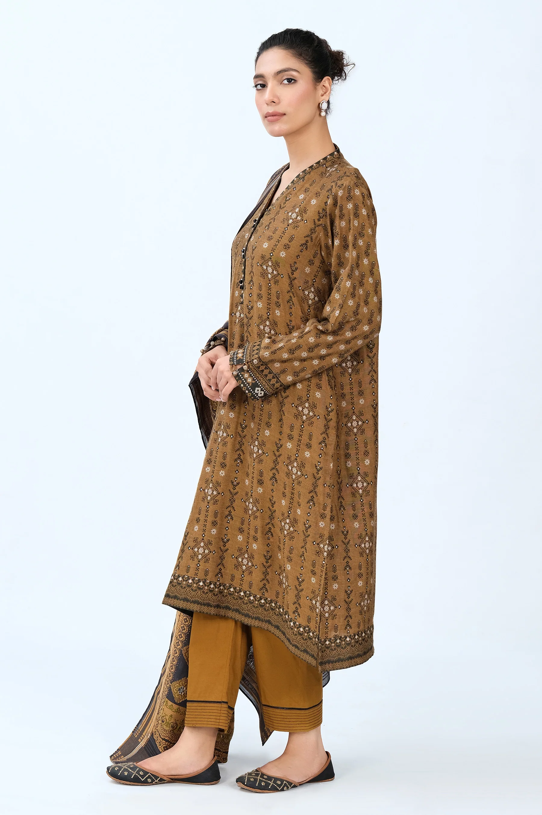 Stitched 3 Piece Yarn Dyed Jacquard Suit - Image 3