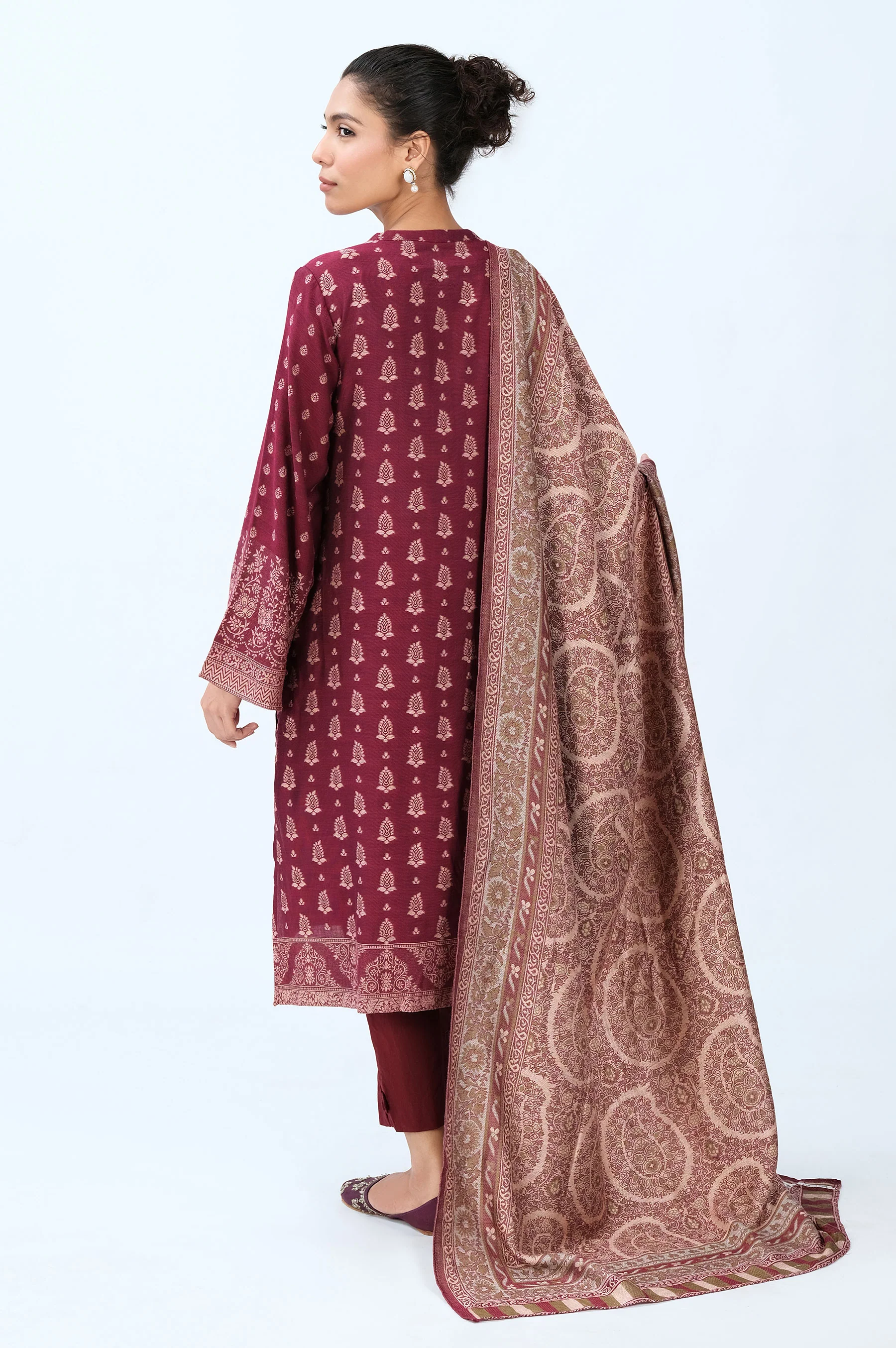 Stitched 3 Piece Yarn Dyed Jacquard Suit - Image 4